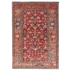 Persian Antique Malayer Rug with Colorful Geometric All-Over Design in Reds
