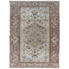 Persian Antique Malayer Rug with Layered Floral and Geometric Design in Gray