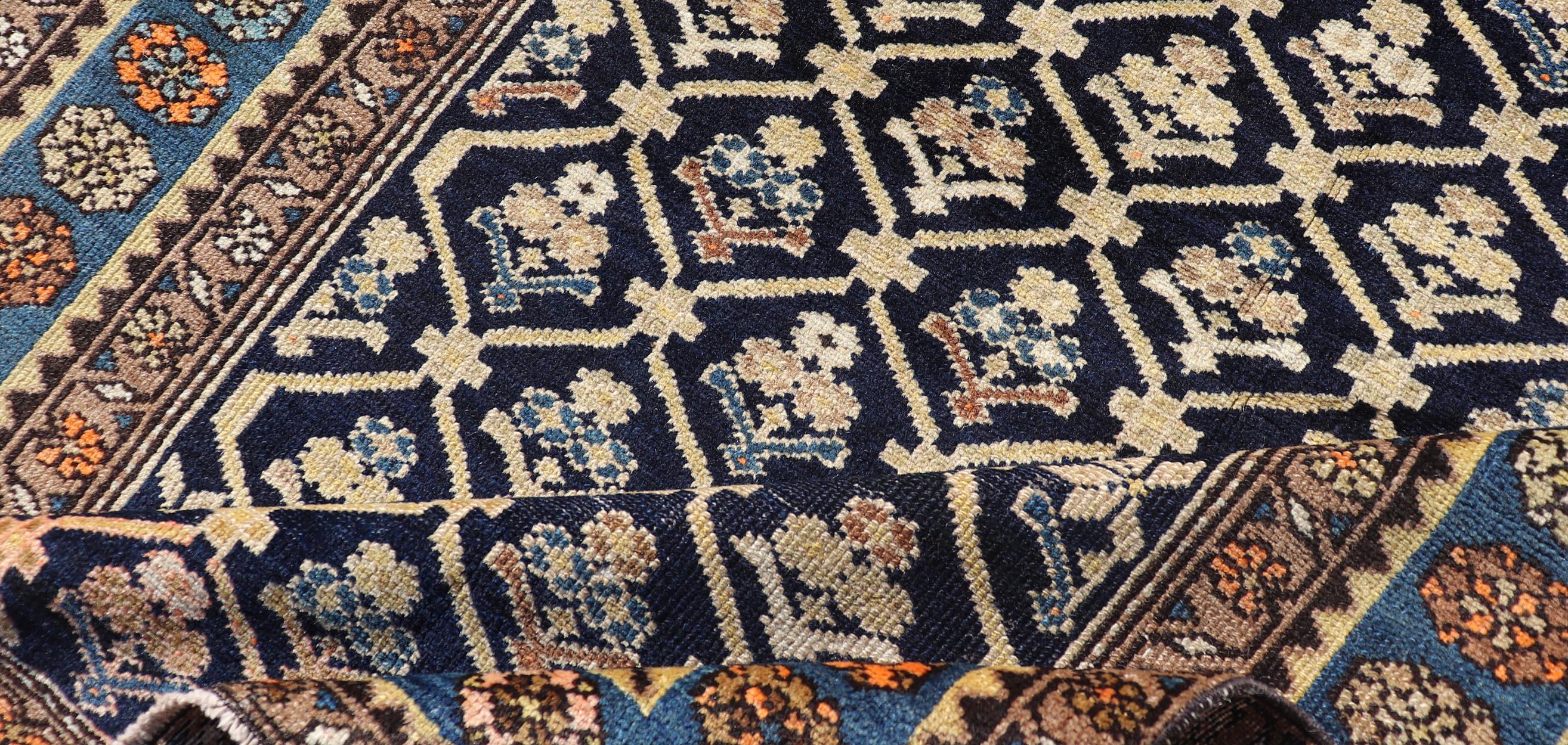 Persian Antique Malayer Rug with Layered Motifs and Geometric Design For Sale 6