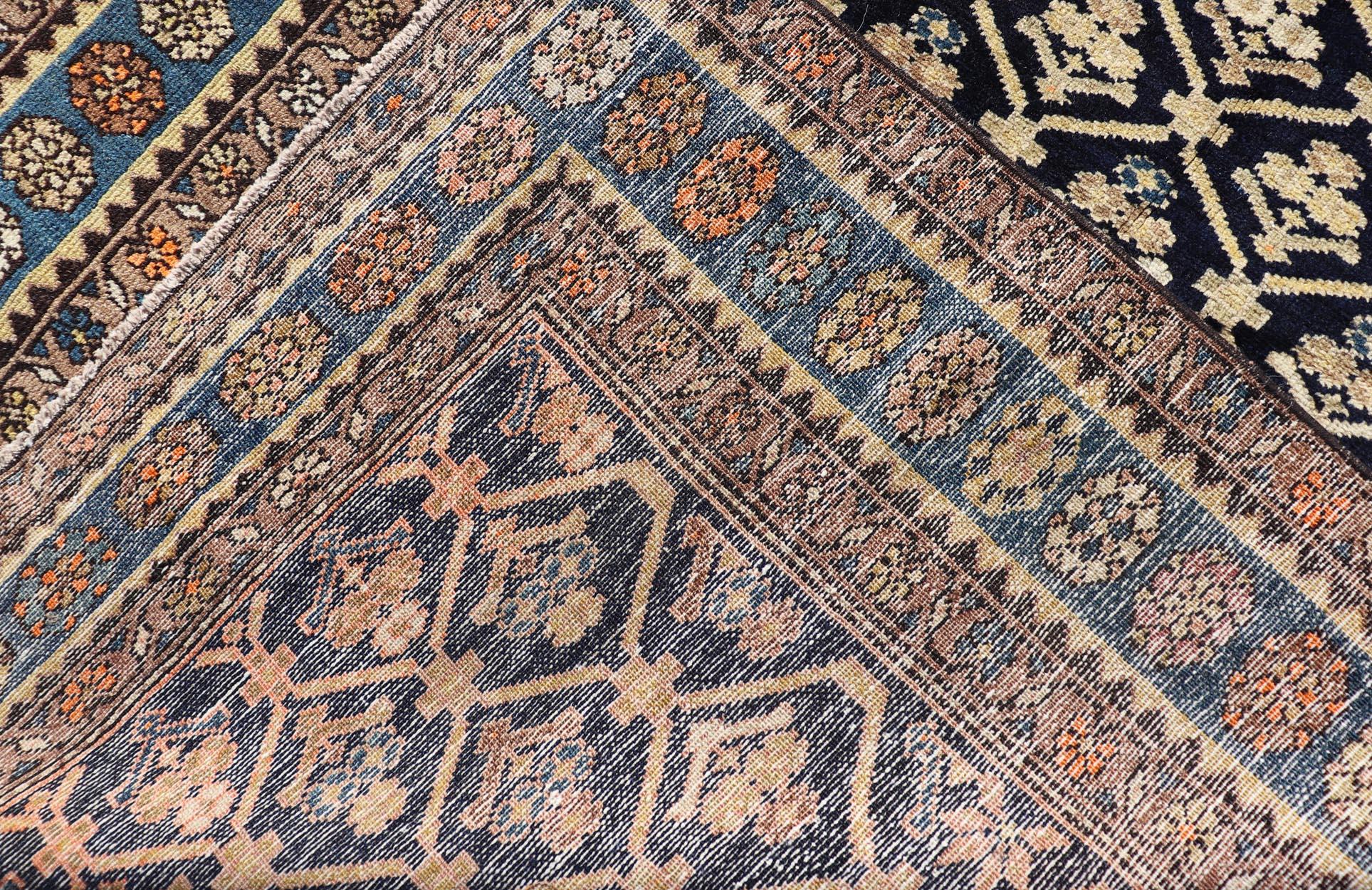 Persian Antique Malayer Rug with Layered Motifs and Geometric Design For Sale 7
