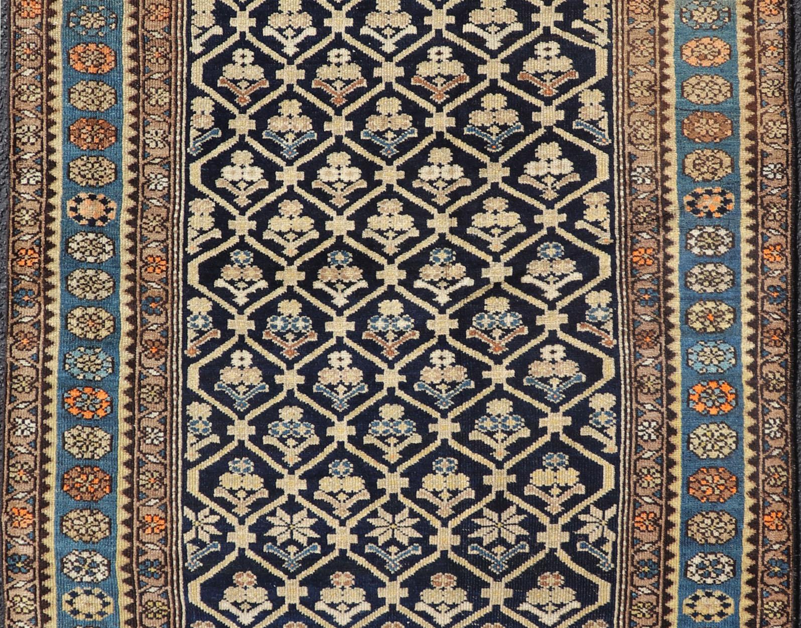 Persian Antique Malayer Rug with Layered Motifs and Geometric Design In Good Condition For Sale In Atlanta, GA