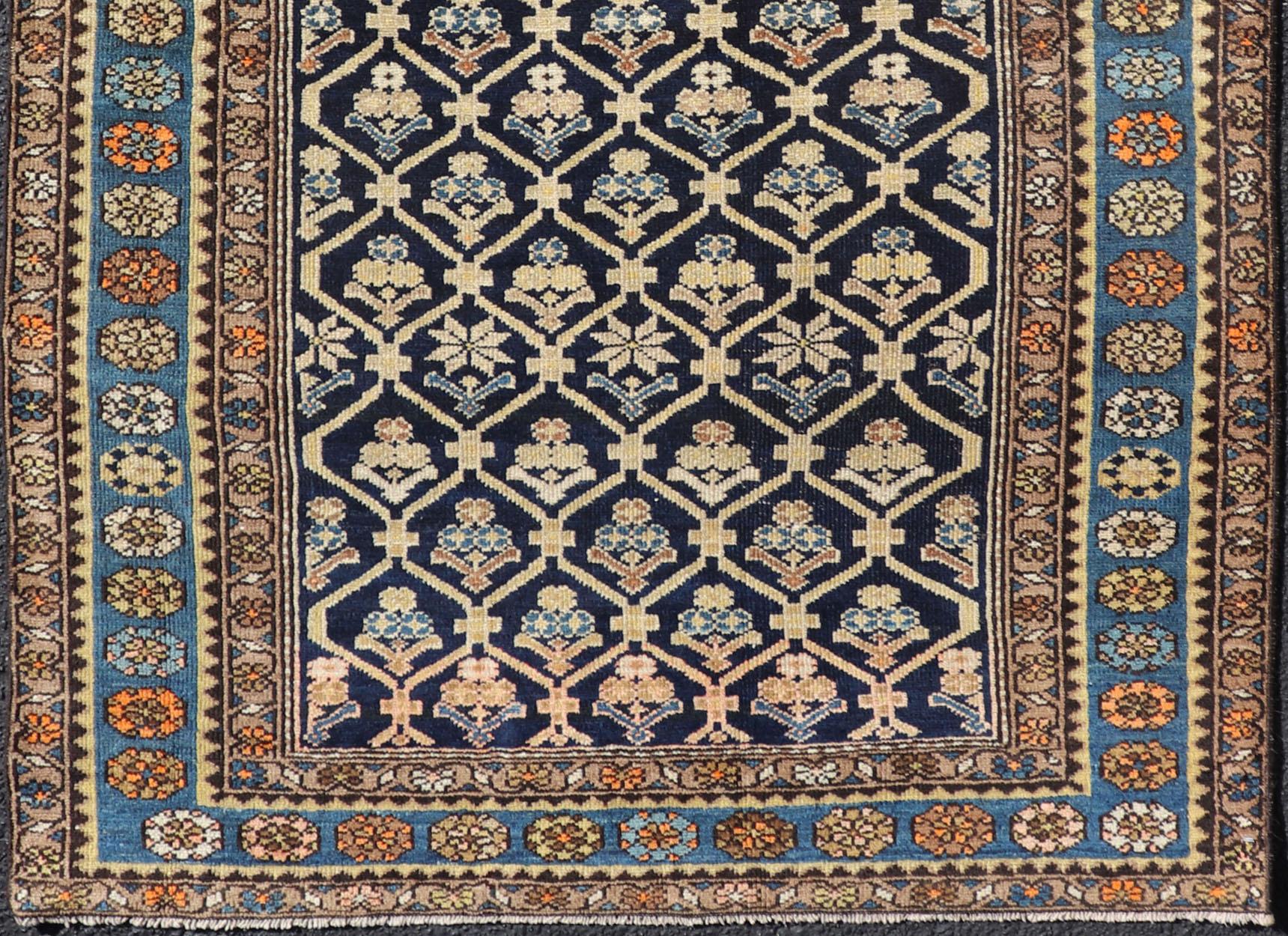 20th Century Persian Antique Malayer Rug with Layered Motifs and Geometric Design For Sale