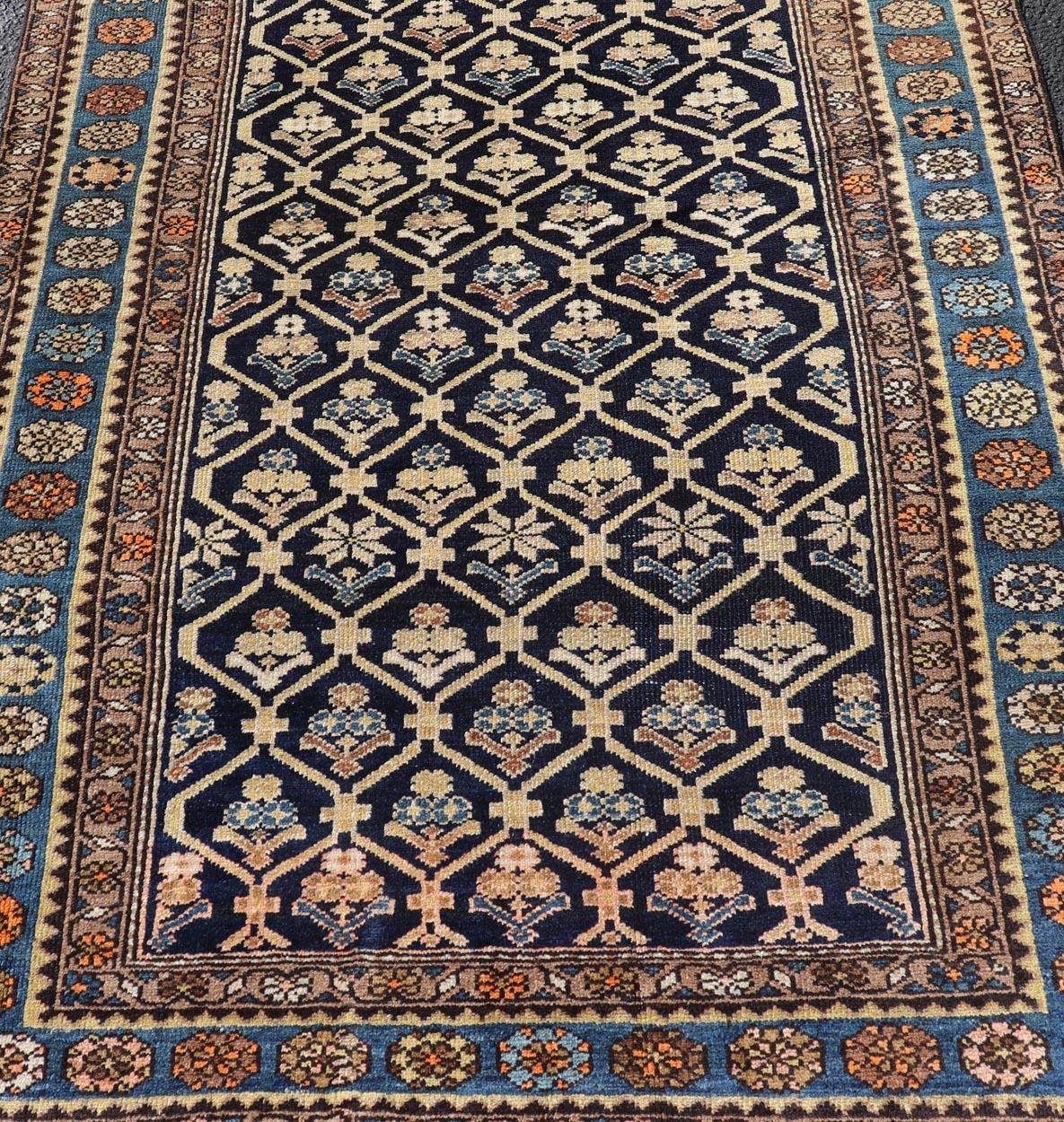 Persian Antique Malayer Rug with Layered Motifs and Geometric Design For Sale 3