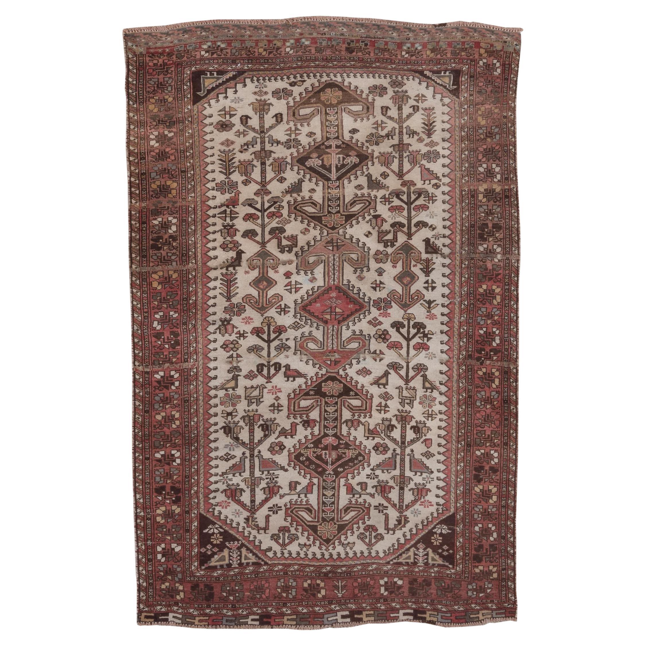 Persian Antique Rug Circa 1940s in Multicolor Traditional Wool Hand Knotted