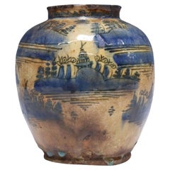 Persian Antique Safavid Dynasty Glazed Earthenware Pottery Vessel 