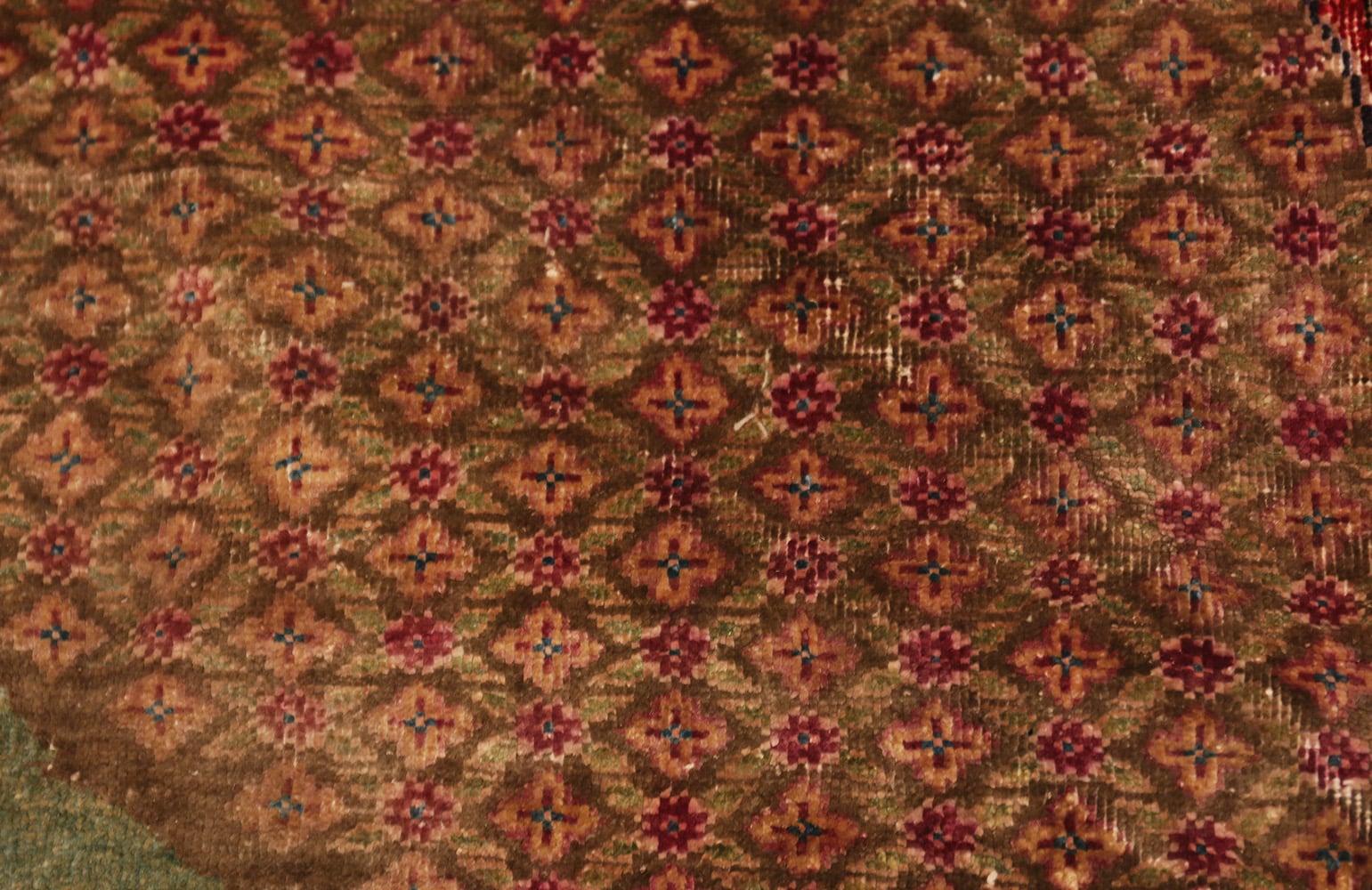 Kirman Persian Antique Silk Kerman Horse Cover 3' x 3'1