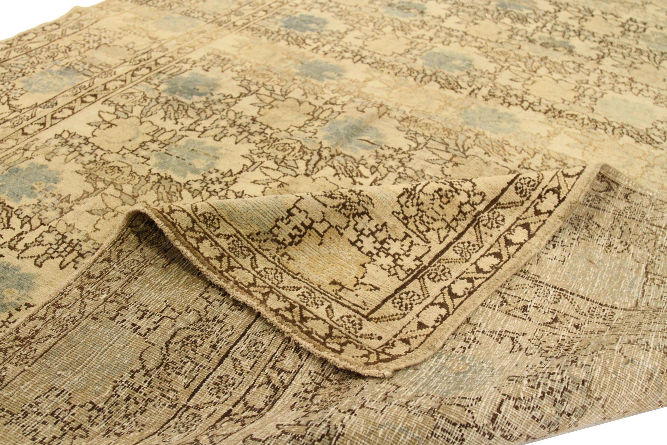 Asian Persian Ardebil Area Rugs - Wool Blue Brown Ivory Design - 75500 For Sale