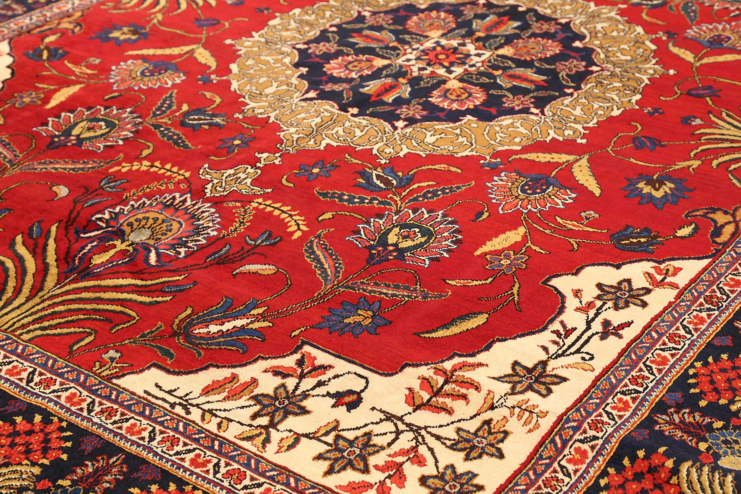 Alfombras Persas Ardebil Circa 1910 - Lana Marfil Azul Marino Rojo 71896 Asiático en venta