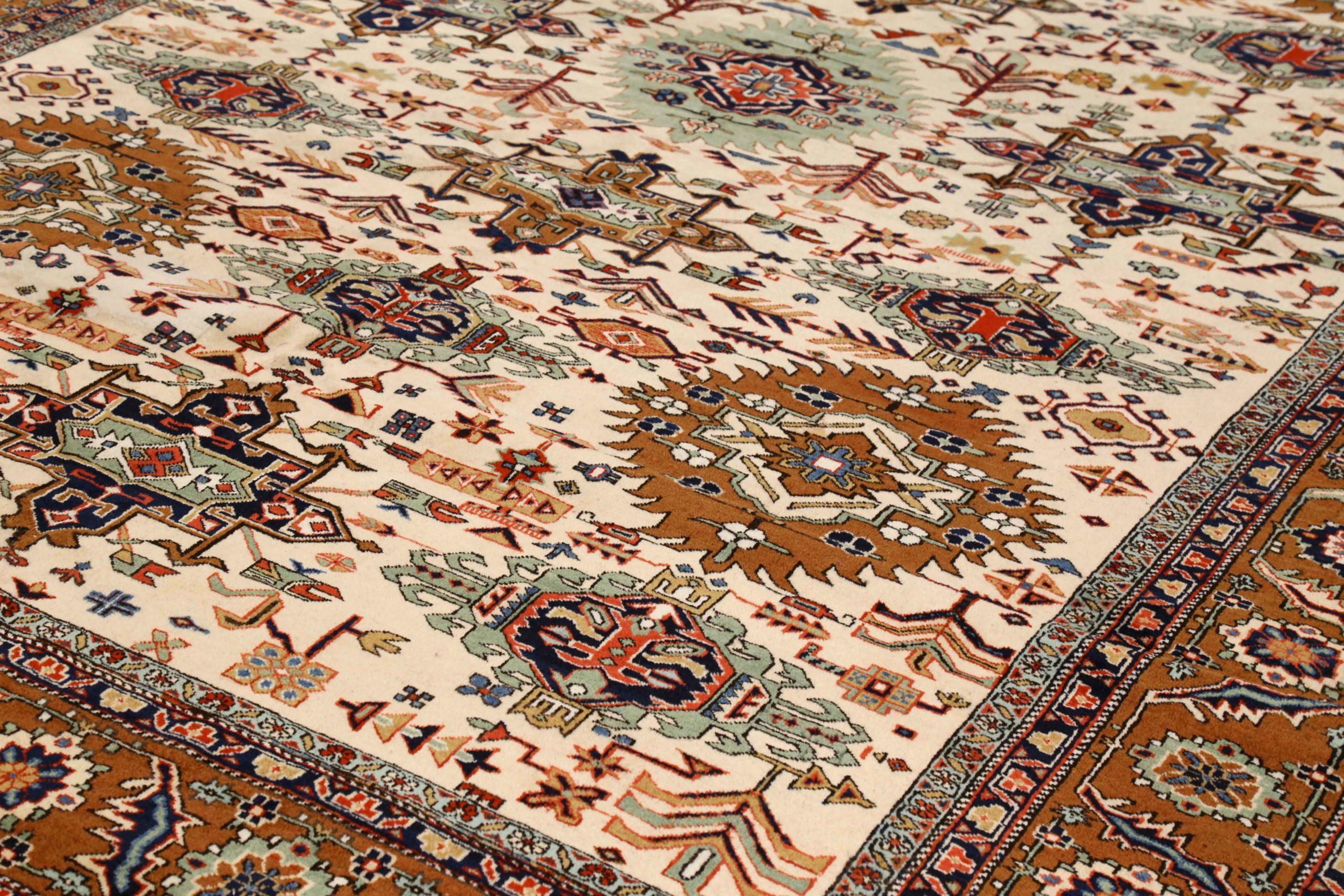 Asiatico Tappeti persiani Ardebil Circa 1910 - Lana Avorio Blu Navy Rosso Design - 75290 in vendita