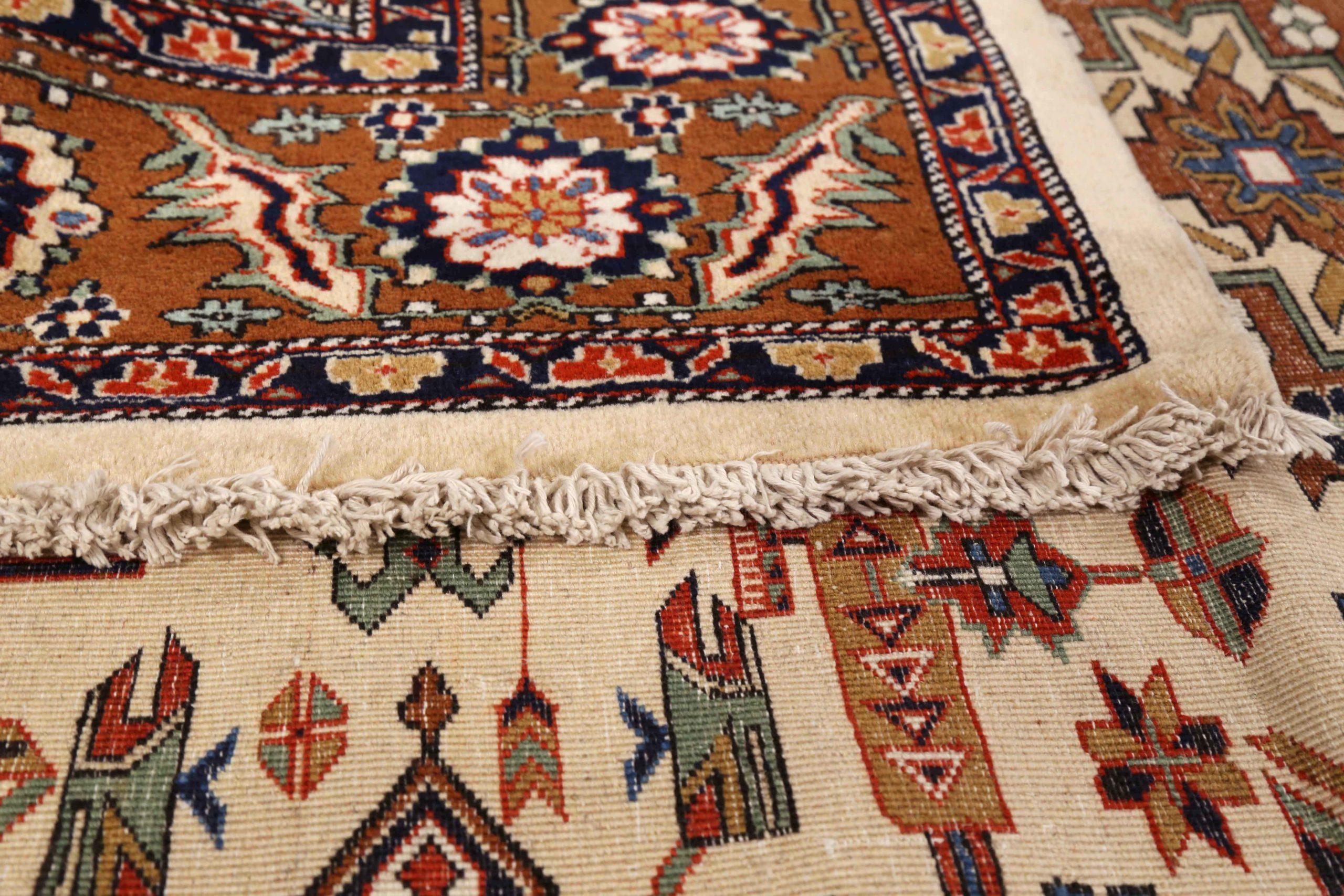 Tappeti persiani Ardebil Circa 1910 - Lana Avorio Blu Navy Rosso Design - 75290 In condizioni ottime in vendita a Dallas, TX