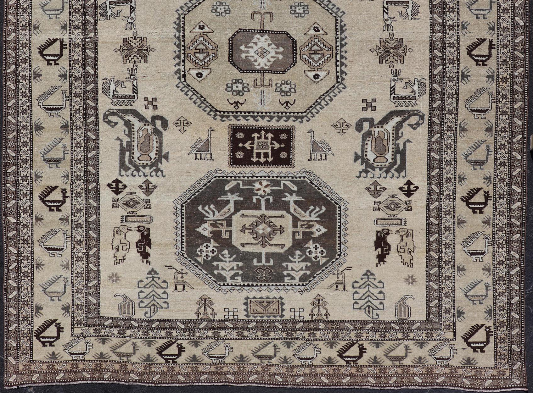 Persian Ardebil Carpet with three Octagon Medallions & Stylized Tribal Motifs For Sale 3