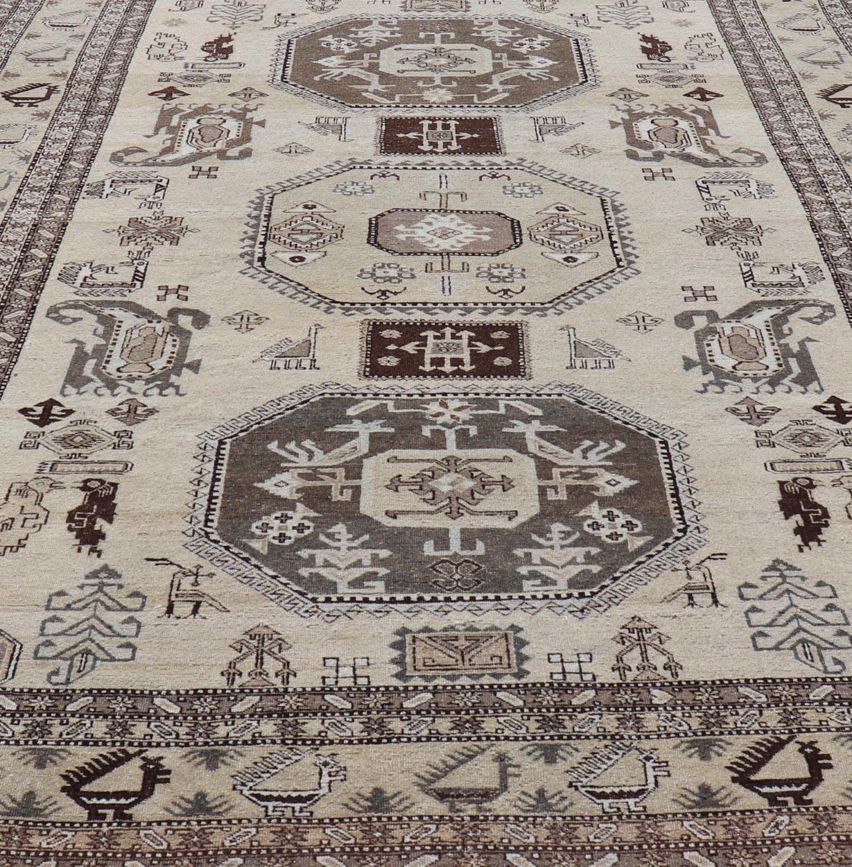 Persian Ardebil Carpet with three Octagon Medallions & Stylized Tribal Motifs For Sale 4