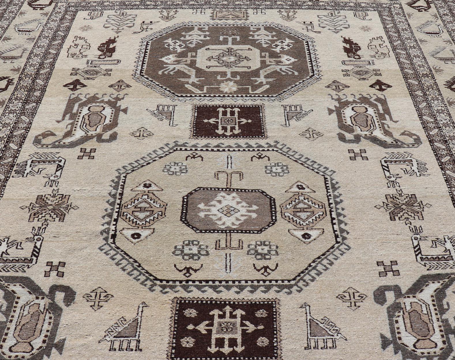 Persian Ardebil Carpet with three Octagon Medallions & Stylized Tribal Motifs For Sale 5