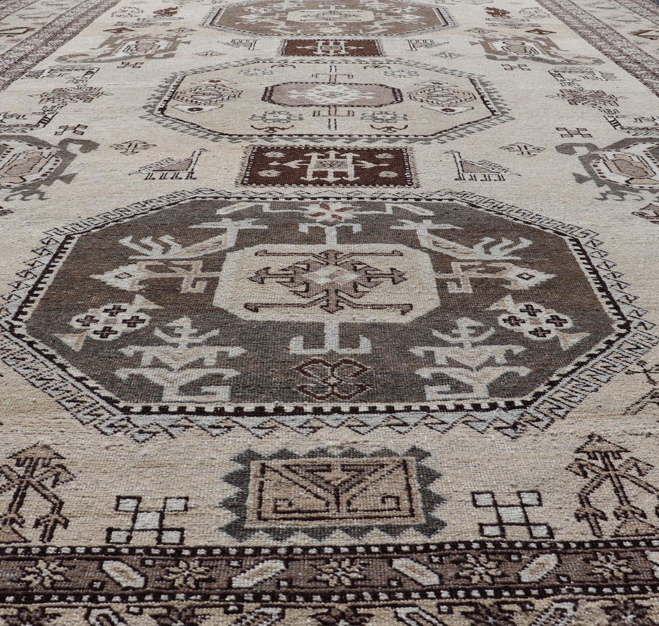 Persian Ardebil Carpet with three Octagon Medallions & Stylized Tribal Motifs For Sale 6