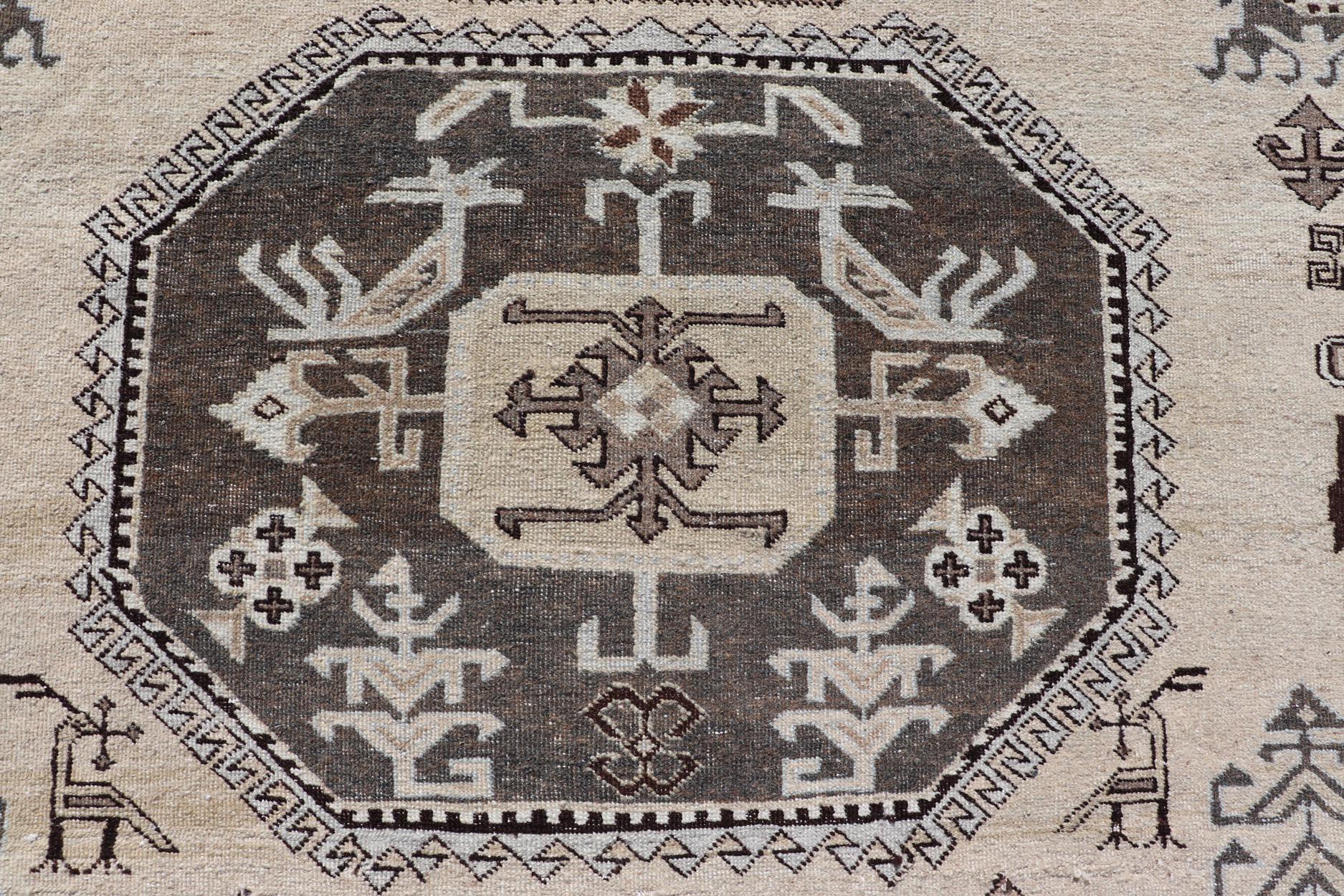 Tabriz Persian Ardebil Carpet with three Octagon Medallions & Stylized Tribal Motifs For Sale