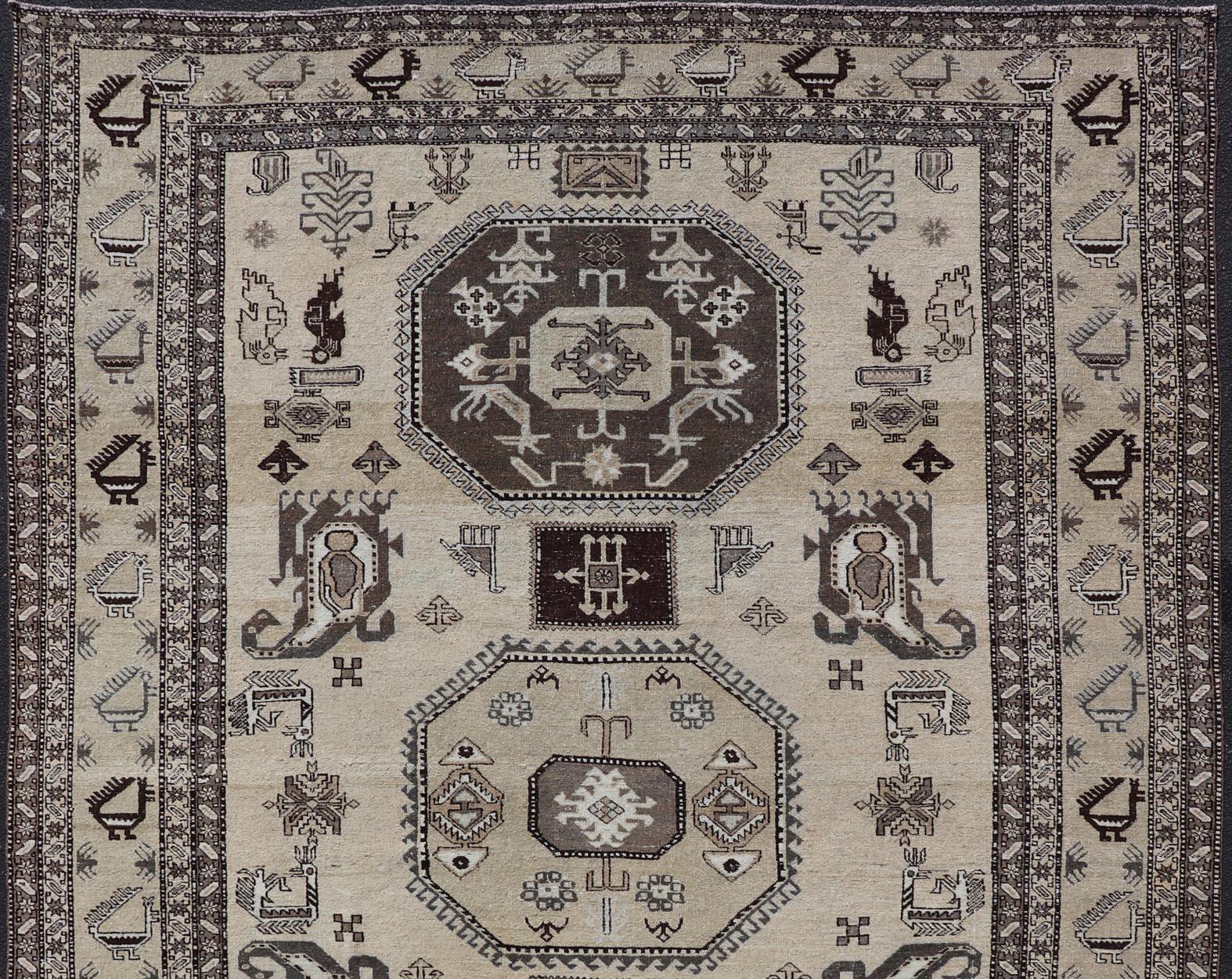 Persian Ardebil Carpet with three Octagon Medallions & Stylized Tribal Motifs For Sale 1
