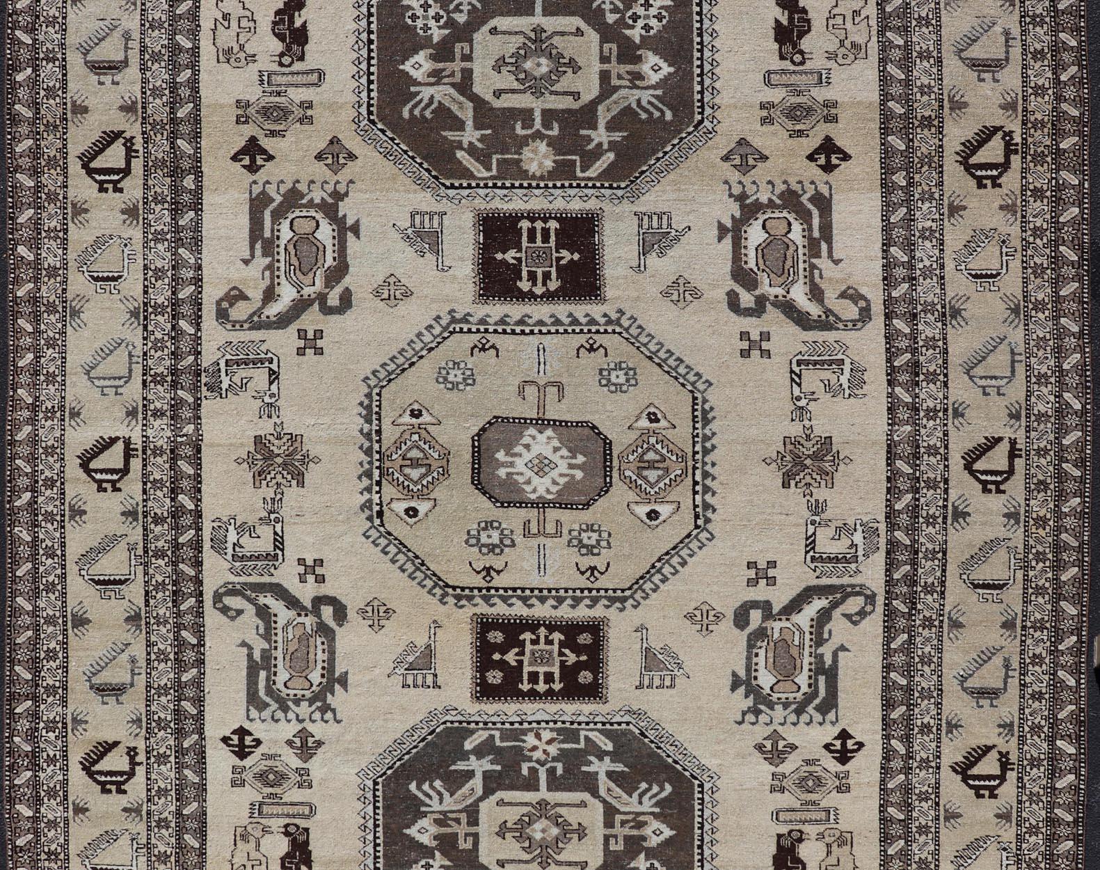 Persian Ardebil Carpet with three Octagon Medallions & Stylized Tribal Motifs For Sale 2