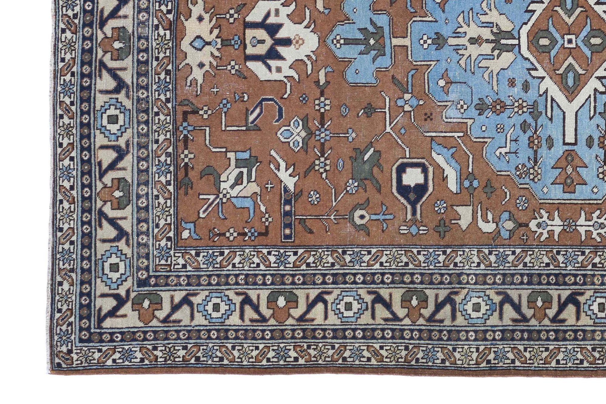 Persischer Ardebil Small Teppich - Wolle Blau Brown Design - 97417 (Irakisch) im Angebot