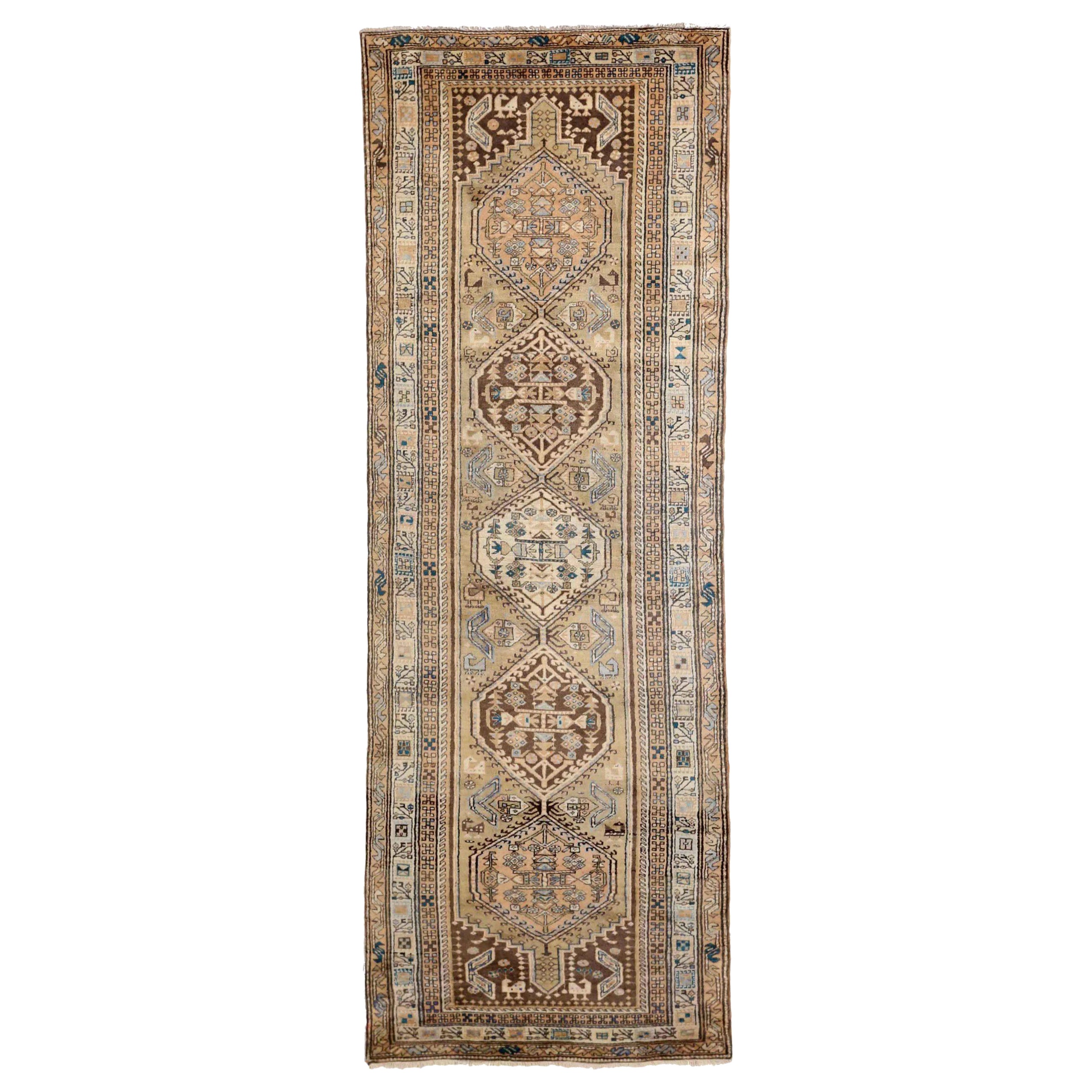 Persian Ardebil Small Rug - Wool Brown Ivory Taupe Design - 75158 For Sale