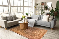 Persian Area Rug - Mahal Design - Green Ivory Red