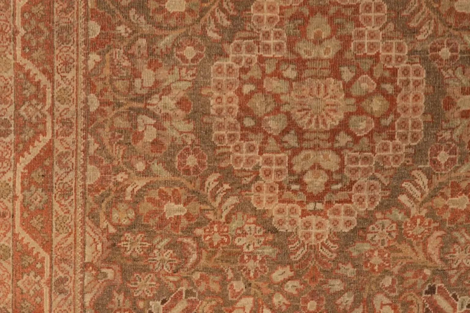 Alfombra Persa - Diseño Mahal - Verde Marfil Rojo Lana en venta