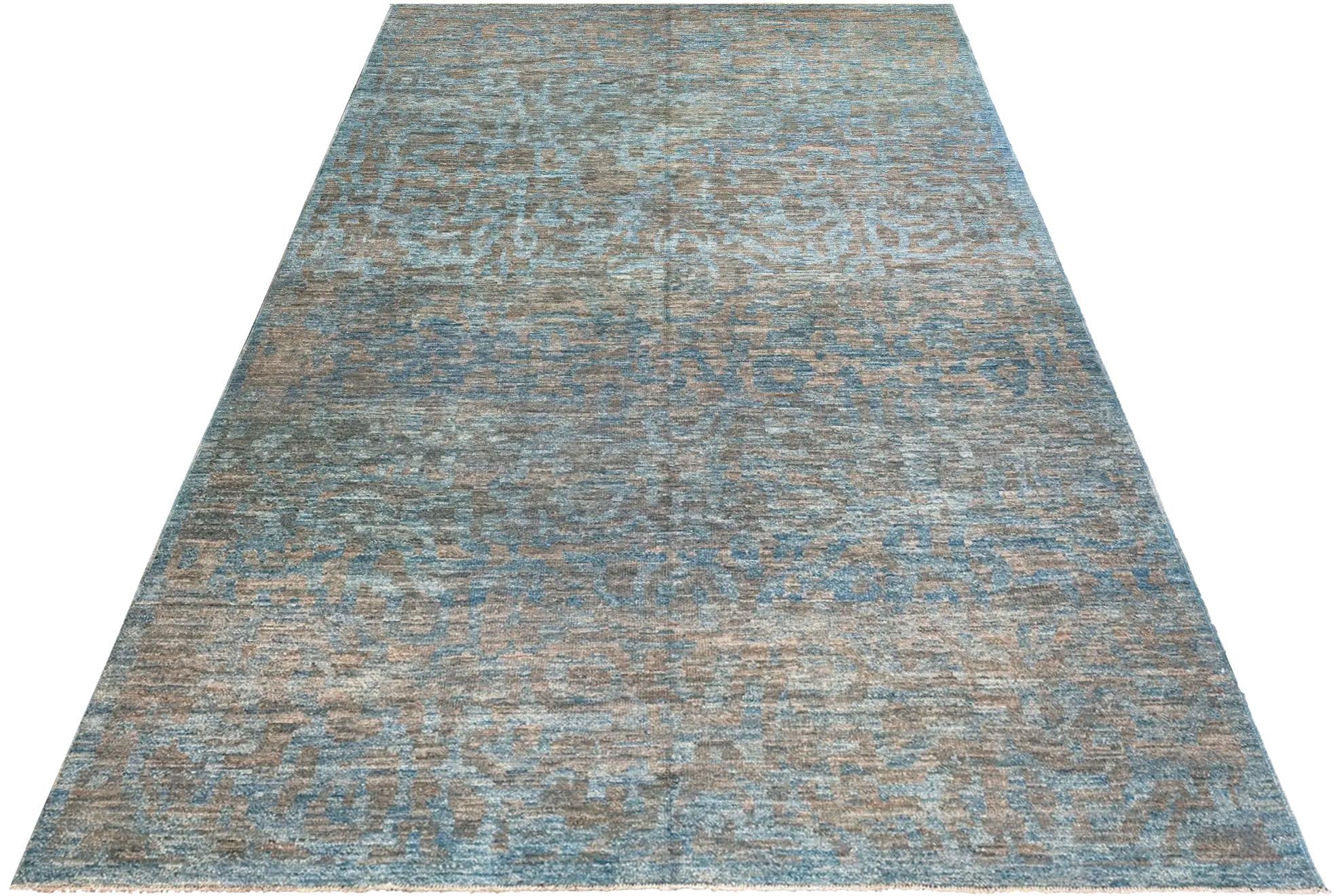 Tissé à la main Tapis persan - Sultanabad Design - Bleu et ivoire en vente
