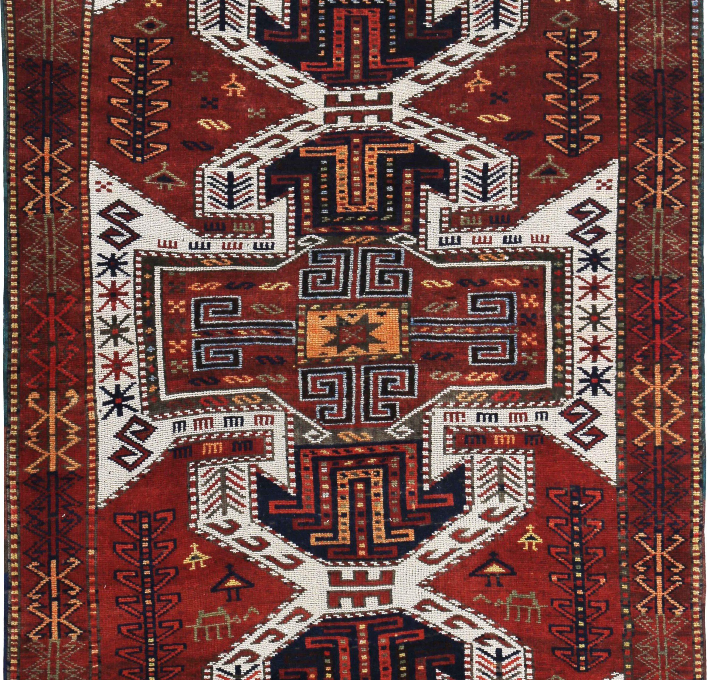 Asiatico Tappeti persiani Azerbaijan - Lana Avorio Rosso Giallo - 89662 in vendita