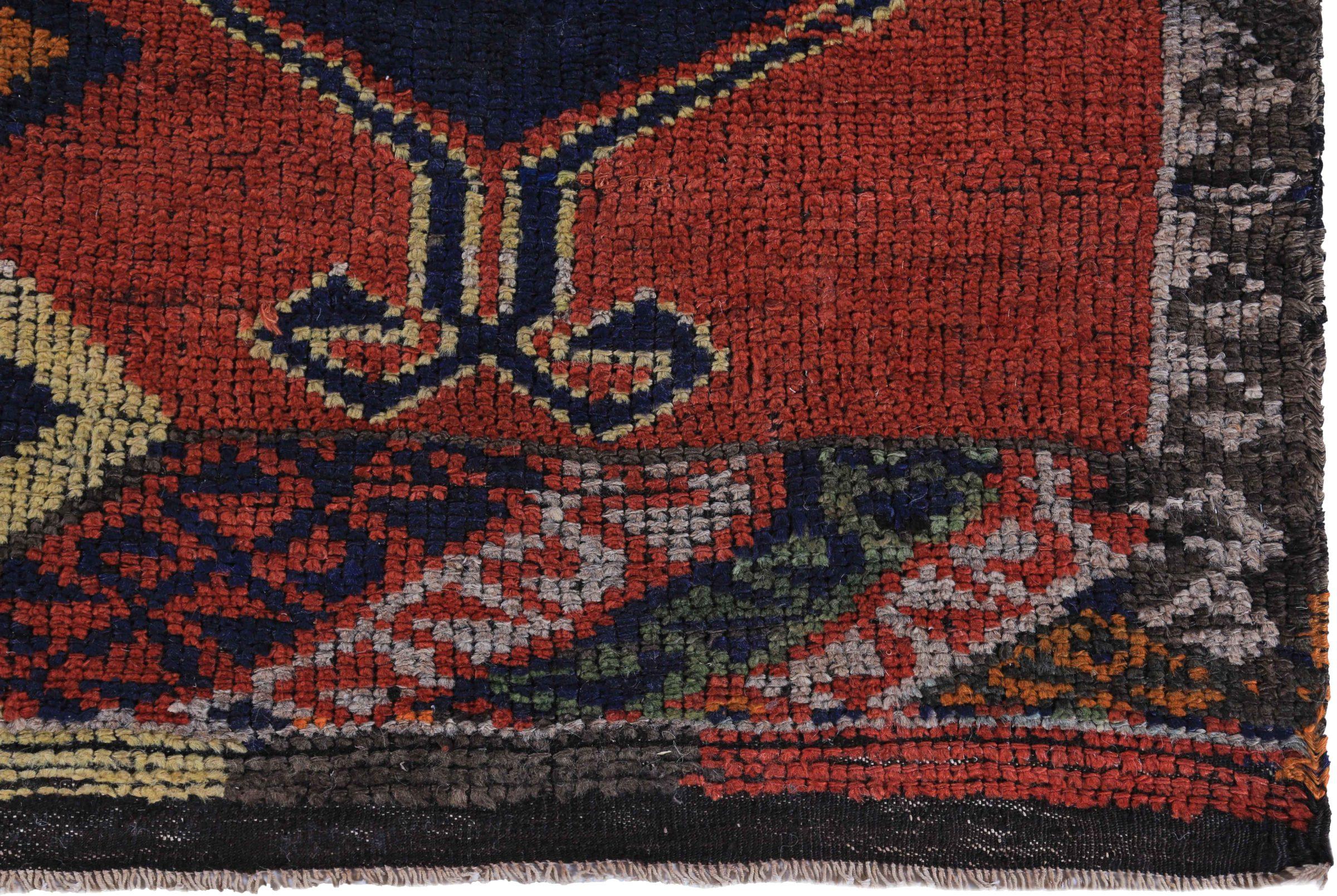 Persian Azerbaijan Area Rugs - Wool Navy Blue Orange Red - 89696 In Excellent Condition For Sale In Dallas, TX