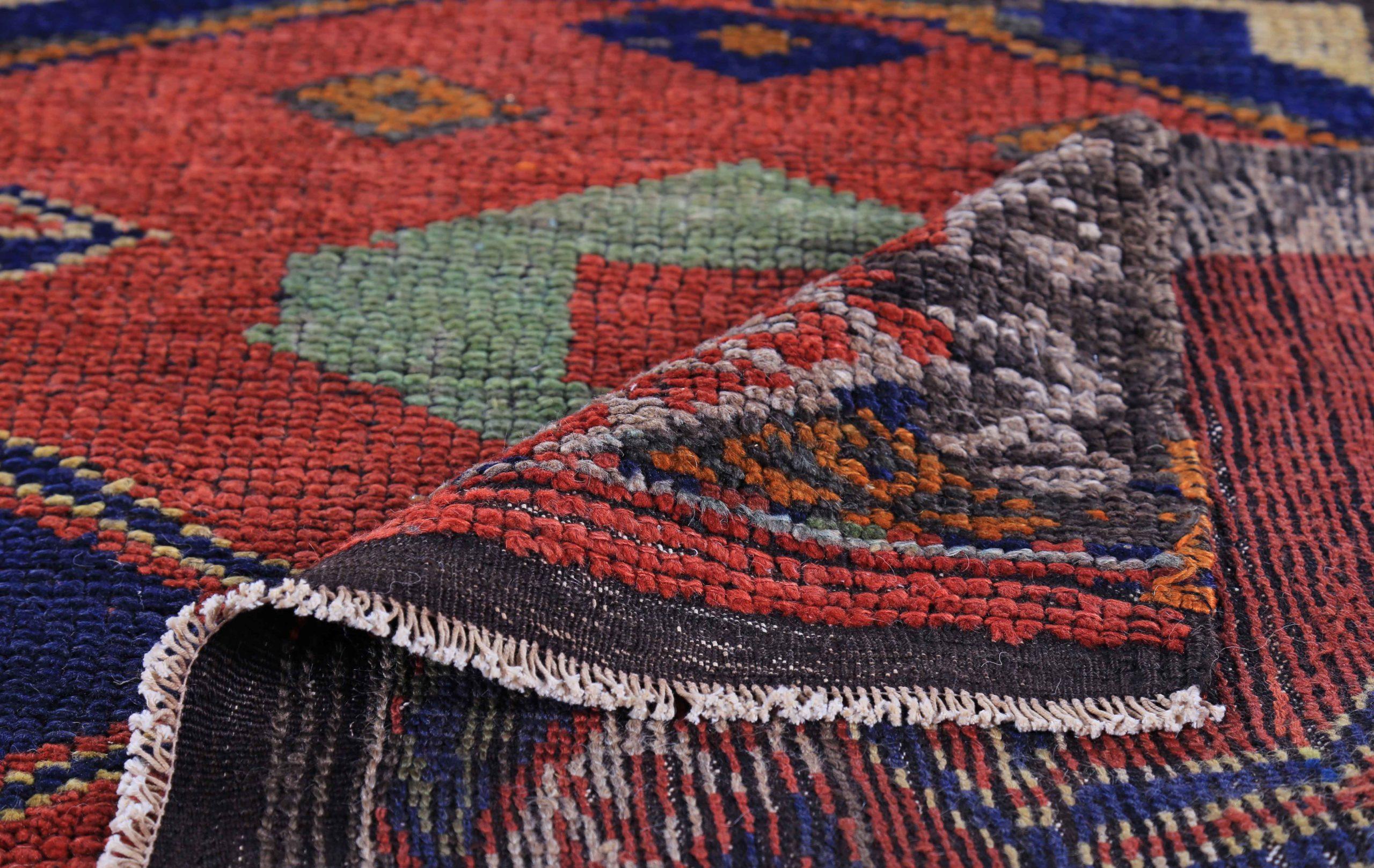 20th Century Persian Azerbaijan Area Rugs - Wool Navy Blue Orange Red - 89696 For Sale