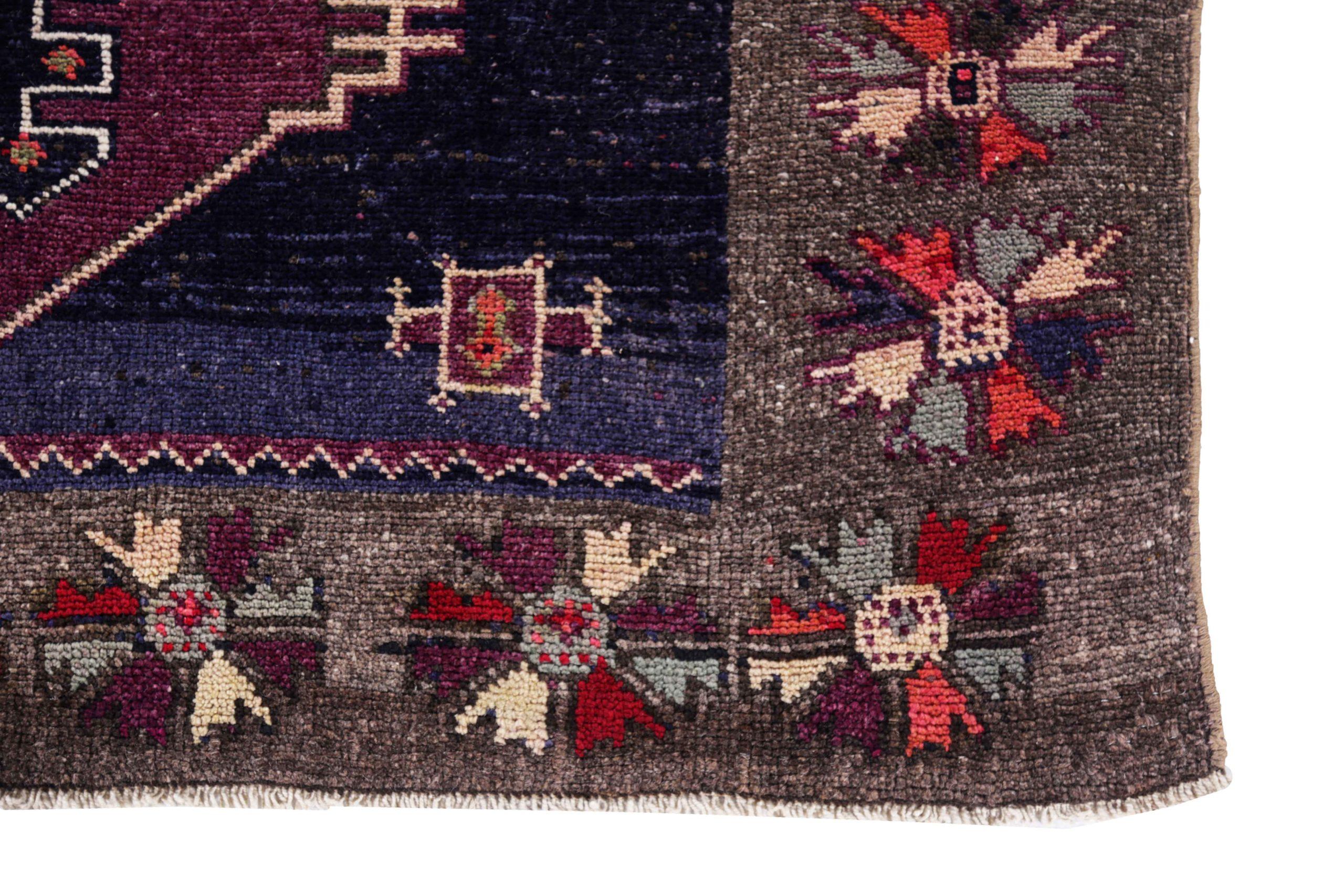 20th Century Persian Azerbaijan Area Rugs - Wool Navy Blue Purpel Red - 91588 For Sale