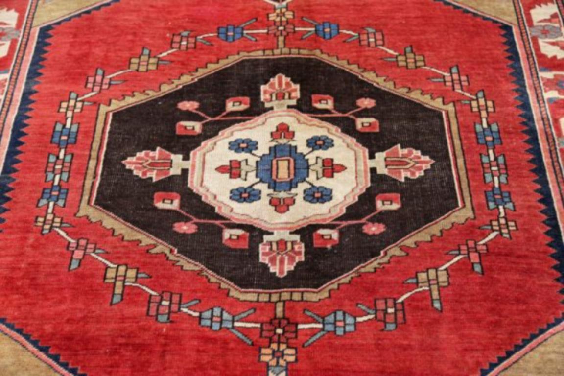 Persische Aserbaidschan-Teppiche um 1910 - Wolle Schwarz Elfenbein Rot Design - 91434 im Zustand „Hervorragend“ im Angebot in Dallas, TX