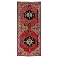 Persische Aserbaidschan-Teppiche um 1910 - Wolle Schwarz Elfenbein Rot Design - 91434