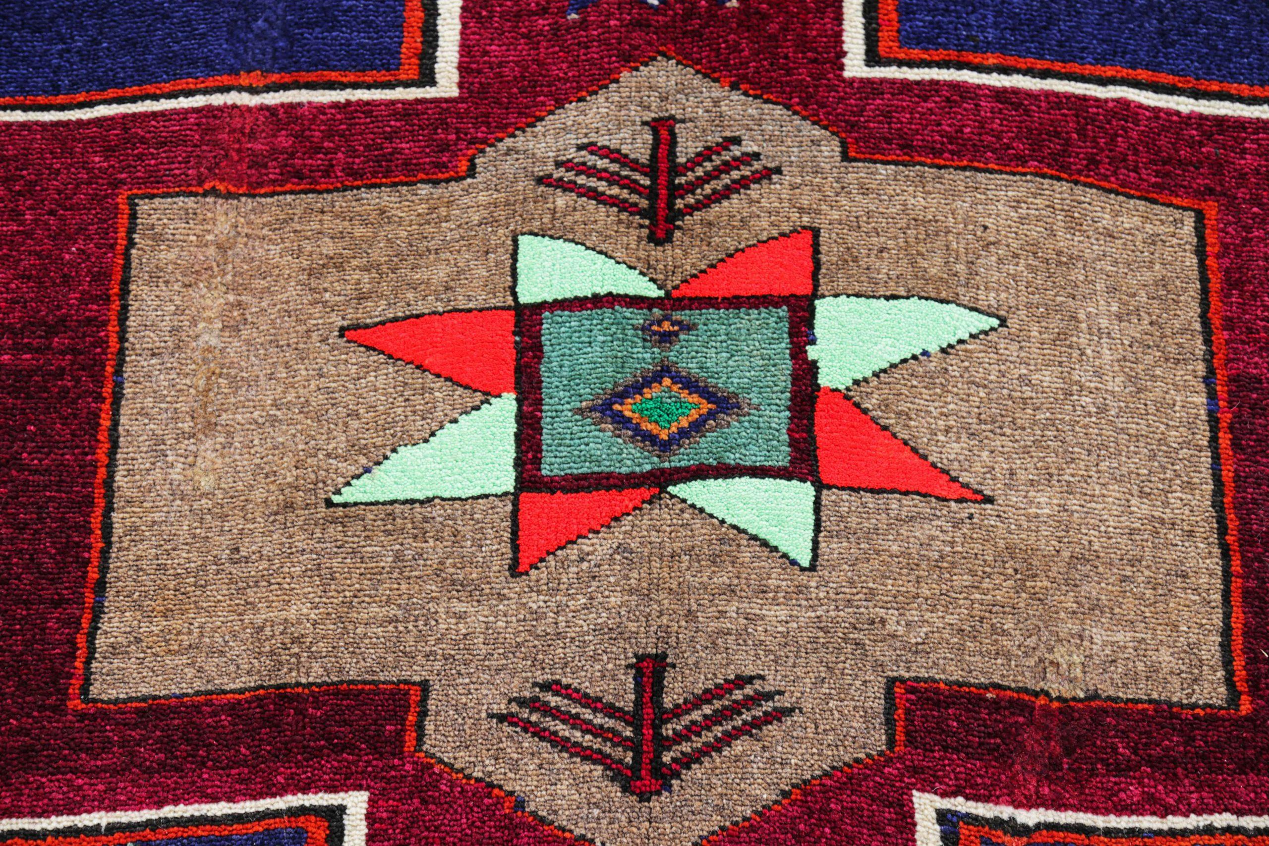 Alfombras Persas Azerbaiyán Circa 1910 - Lana Azul Marrón Marfil Amarillo - 91206 siglo XX en venta