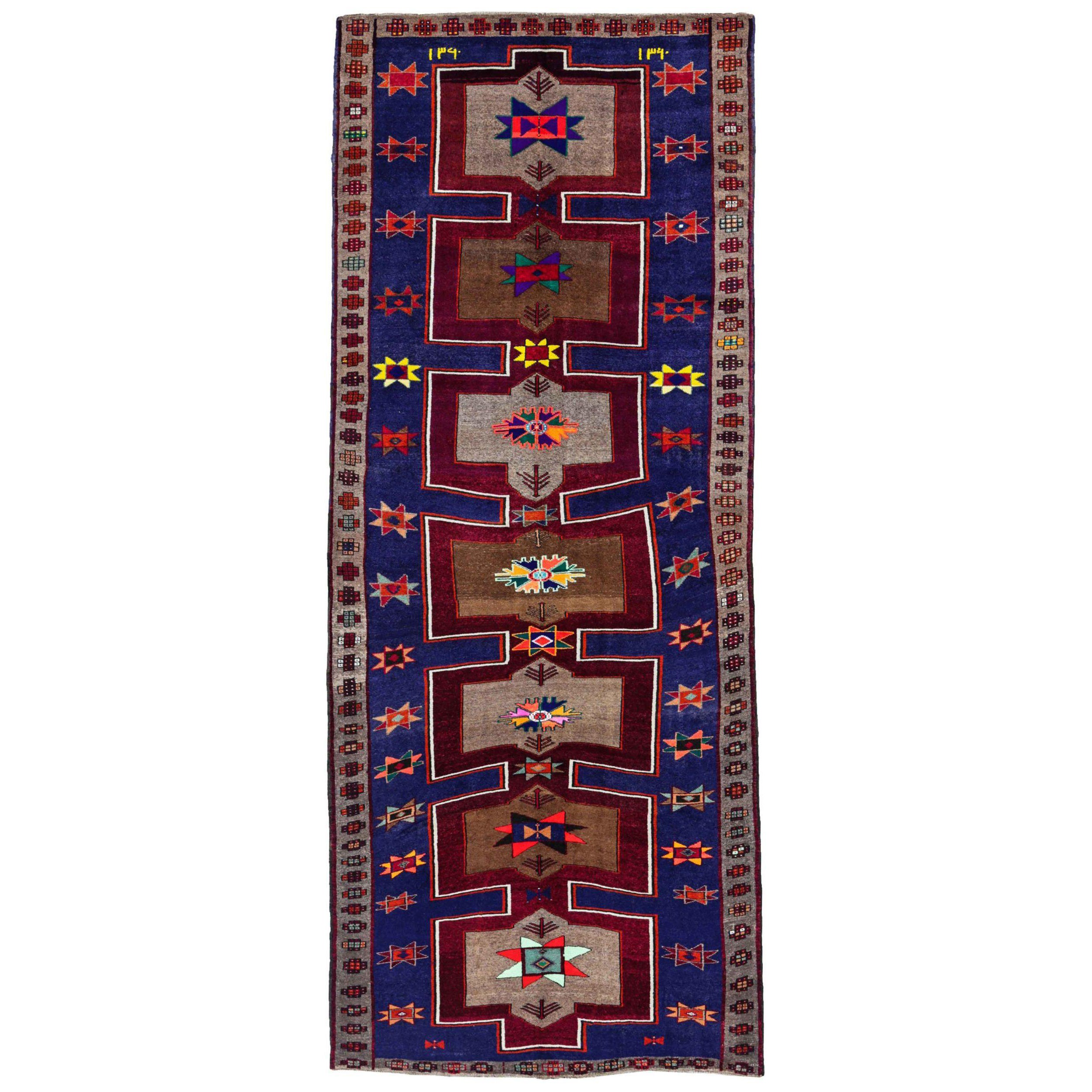 Alfombras Persas Azerbaiyán Circa 1910 - Lana Azul Marrón Marfil Amarillo - 91206