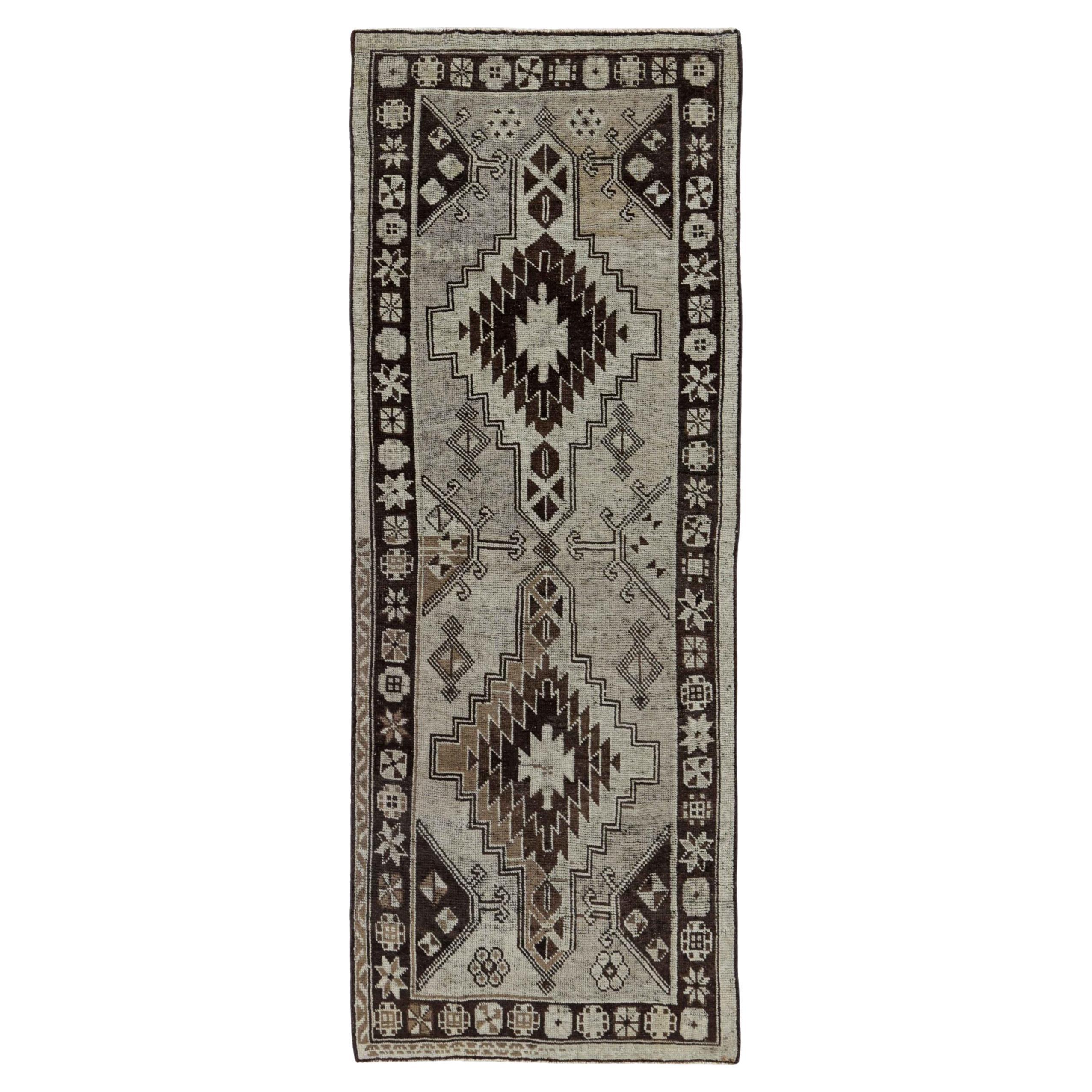 Persisch Aserbaidschan Bereich Teppiche CIRCA 1910 - Wolle Brown Elfenbein Design - 91295