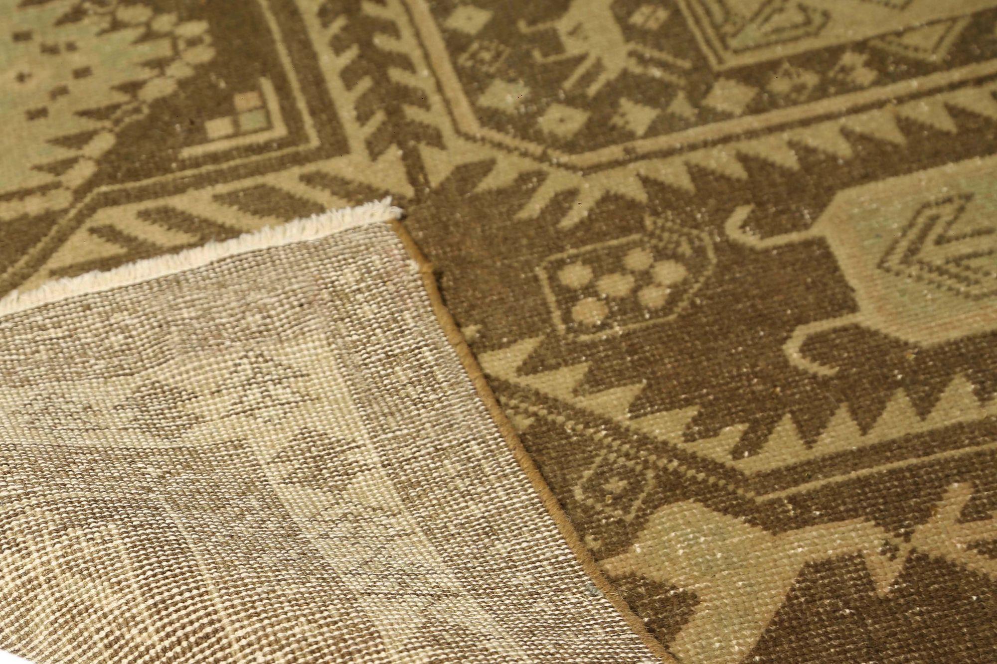 Irakien Tapis de sol persan Azerbaïdjan - Laine Brown Design/One - 96919 en vente