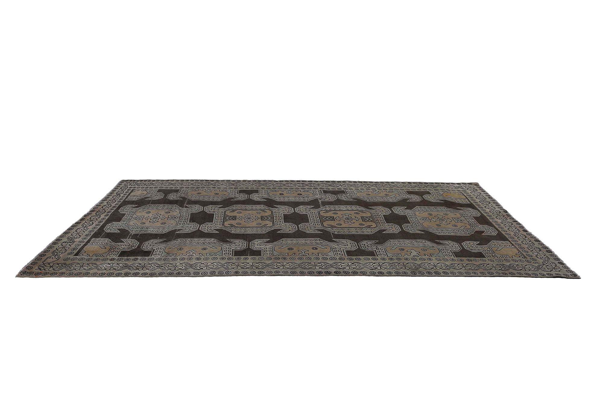 Tappeti persiani Azerbaijan - Lana Marrone Avorio Taupe Design - 97925 In condizioni ottime in vendita a Dallas, TX