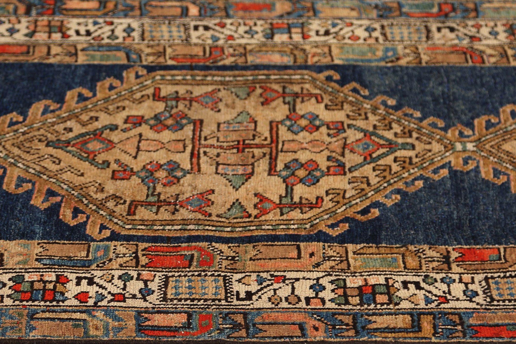 XX secolo Tappeti persiani Azerbaijan - Lana Marrone Design Blu Navy - 96963 in vendita