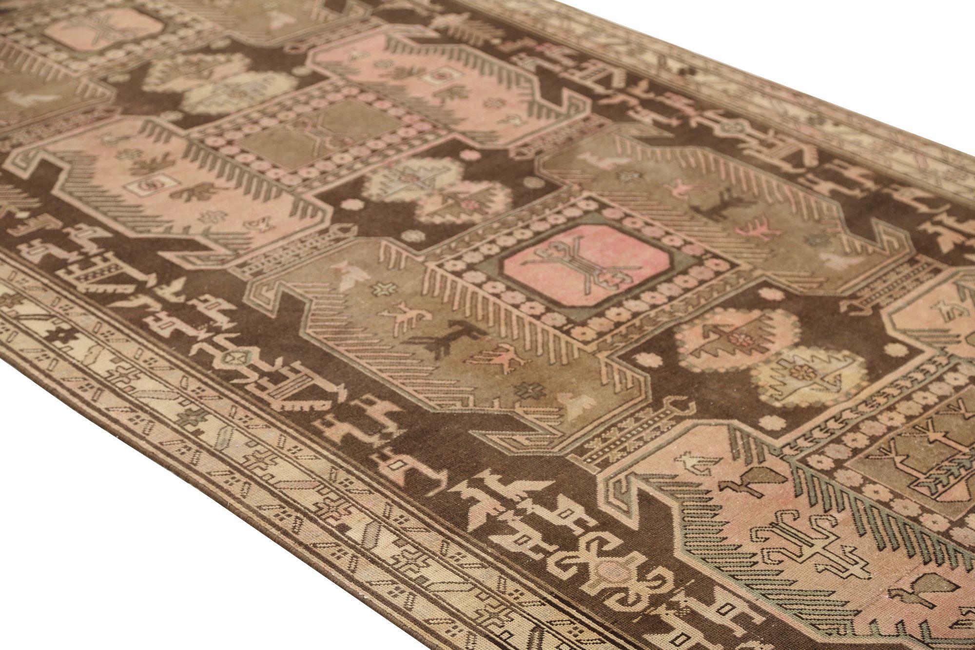 XX secolo Tappeti persiani dell'Azerbaijan - Design marrone rosa in lana - 97474 in vendita