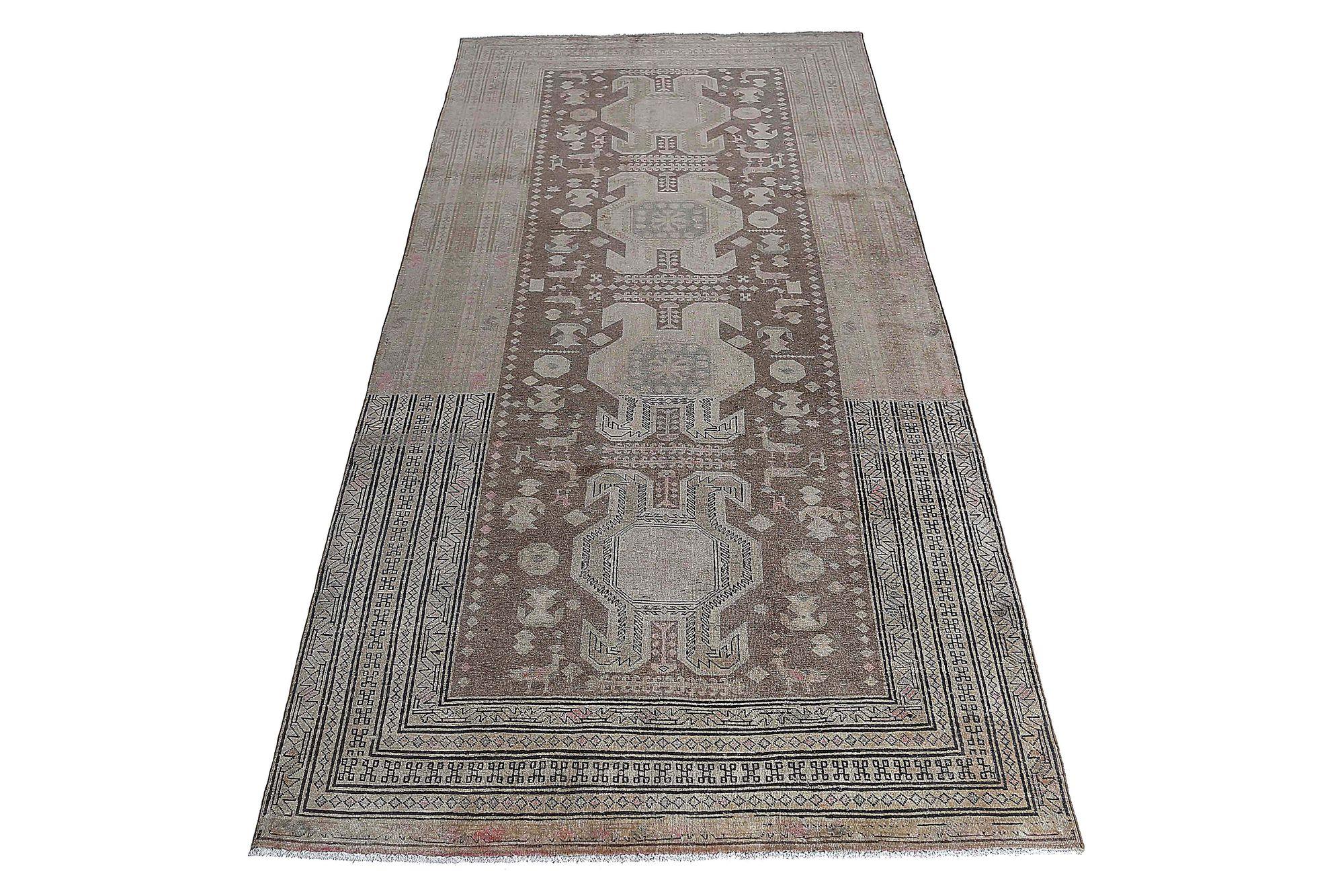 XX secolo Tappeti persiani dell'Azerbaijan - Design marrone rosa in lana - 97606 in vendita