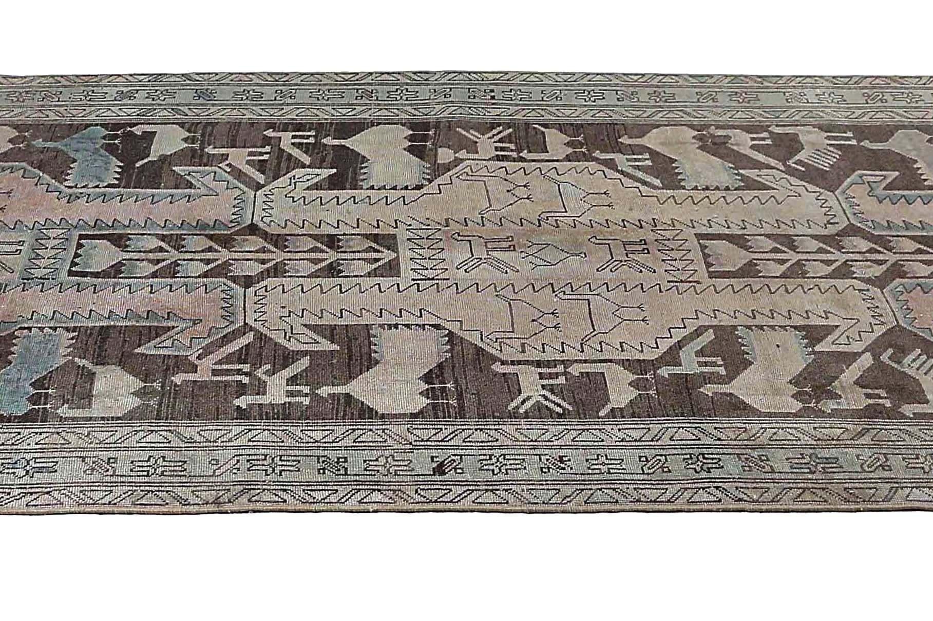 XX secolo Tappeti persiani Azerbaijan - Lana Marrone Rosa Taupe Design - 97620 in vendita