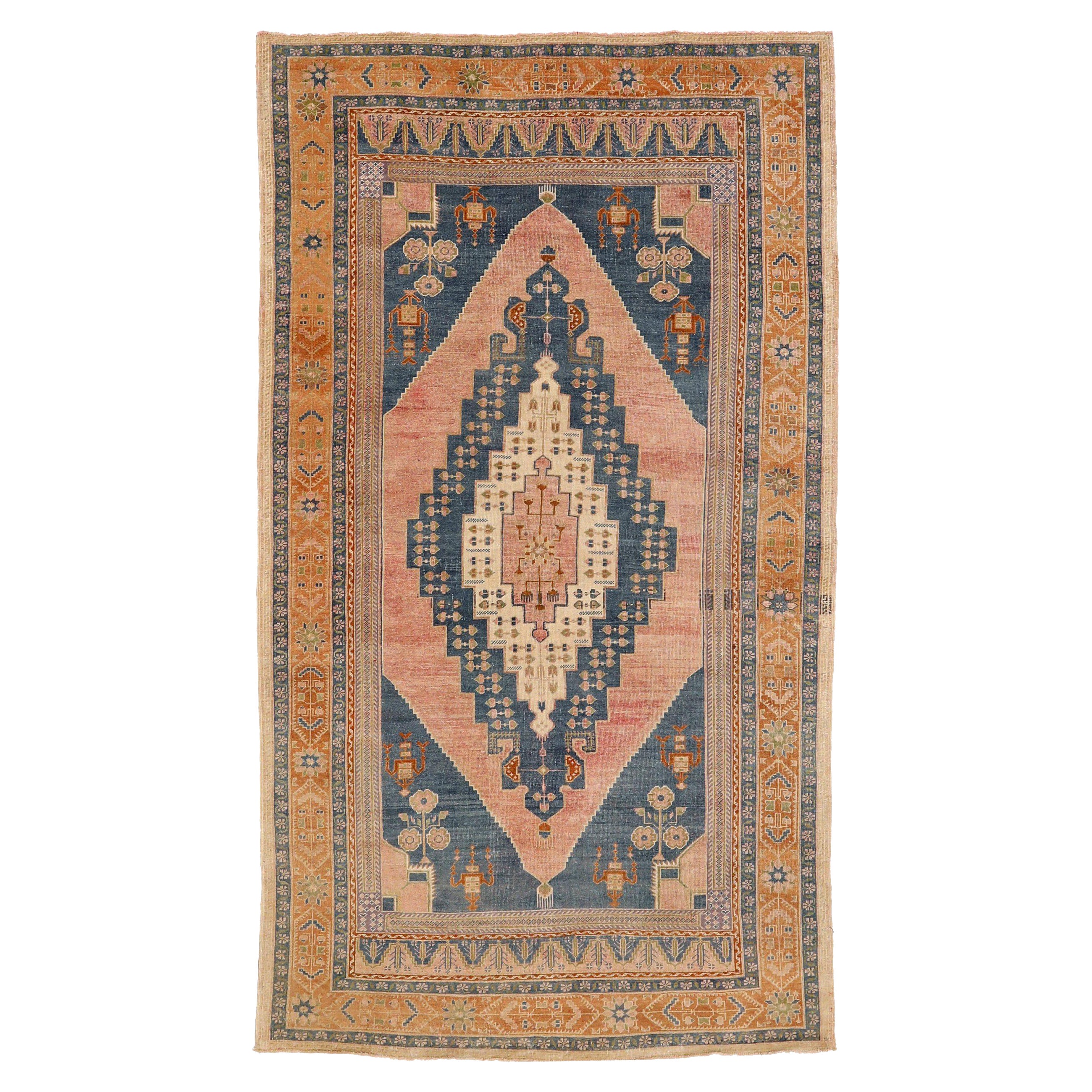 Persische Aserbaidschanische Teppiche - Wolle Elfenbein Marineblau Rosa - 93645