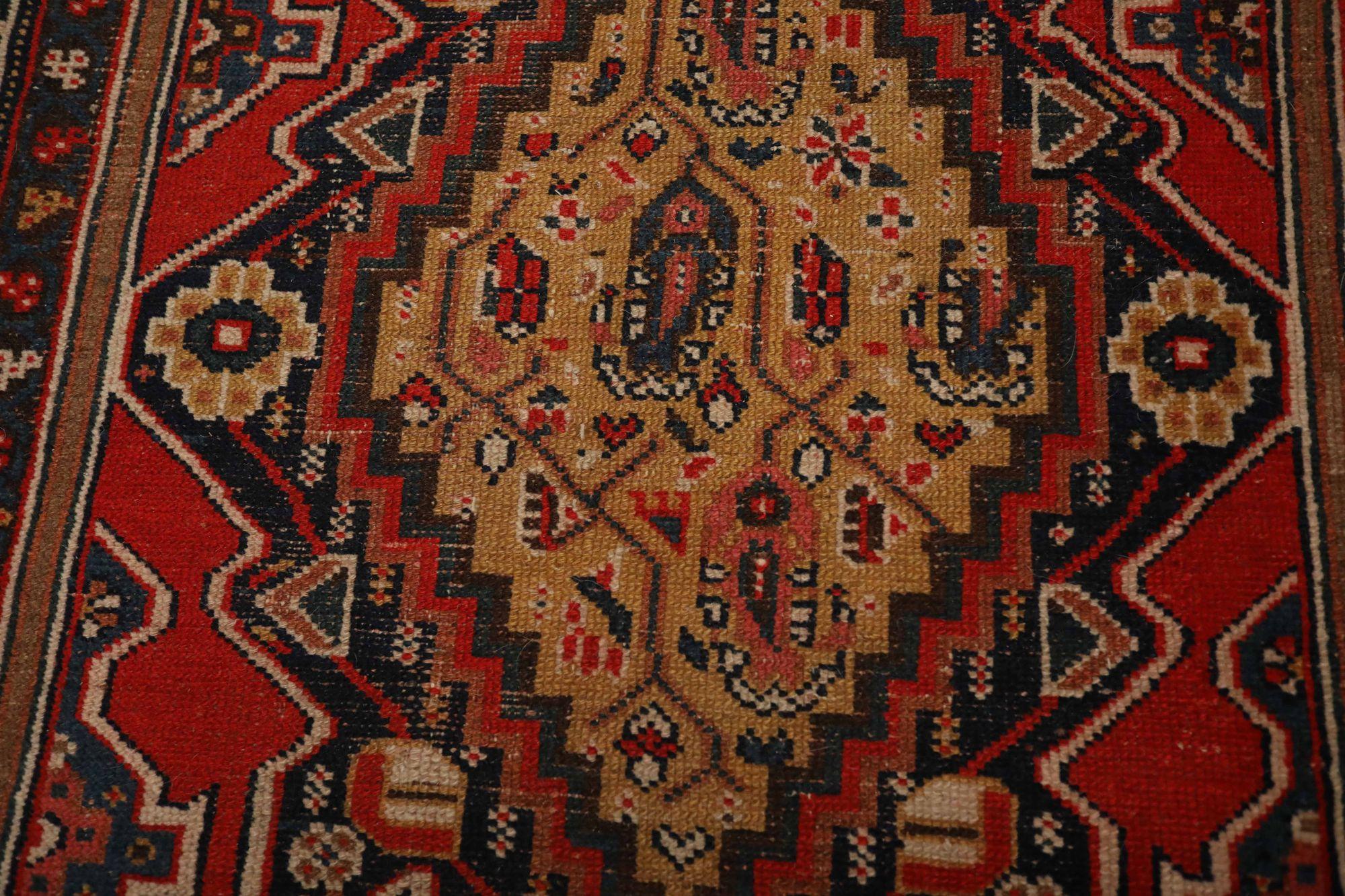 Persiano Tappeti persiani Azerbaijan - Lana Blu Navy Rosso Giallo - 93407 in vendita