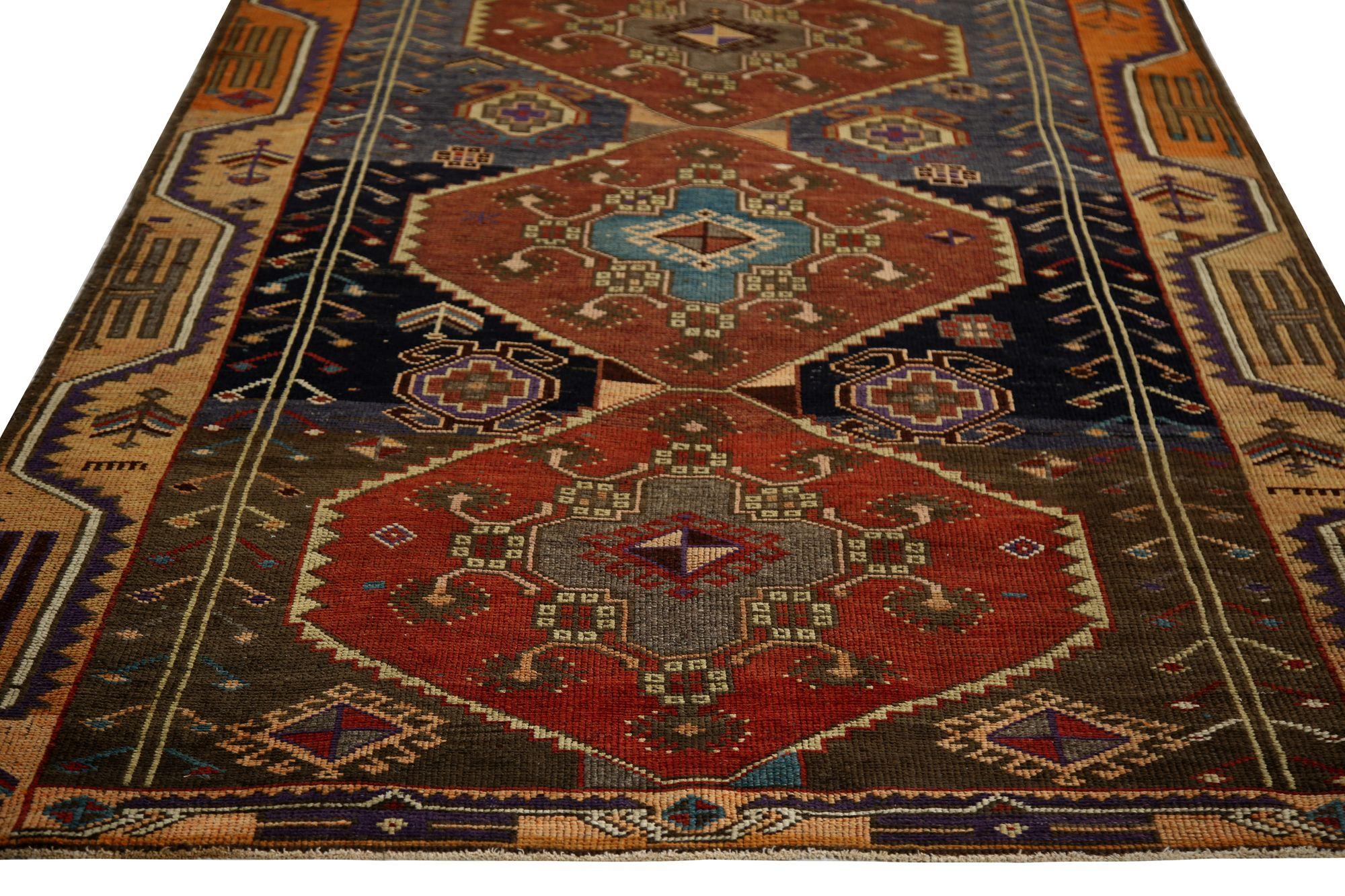 Iracheno Tappeti persiani Azerbaijan - Lana Arancione Rosso Design - 96980 in vendita