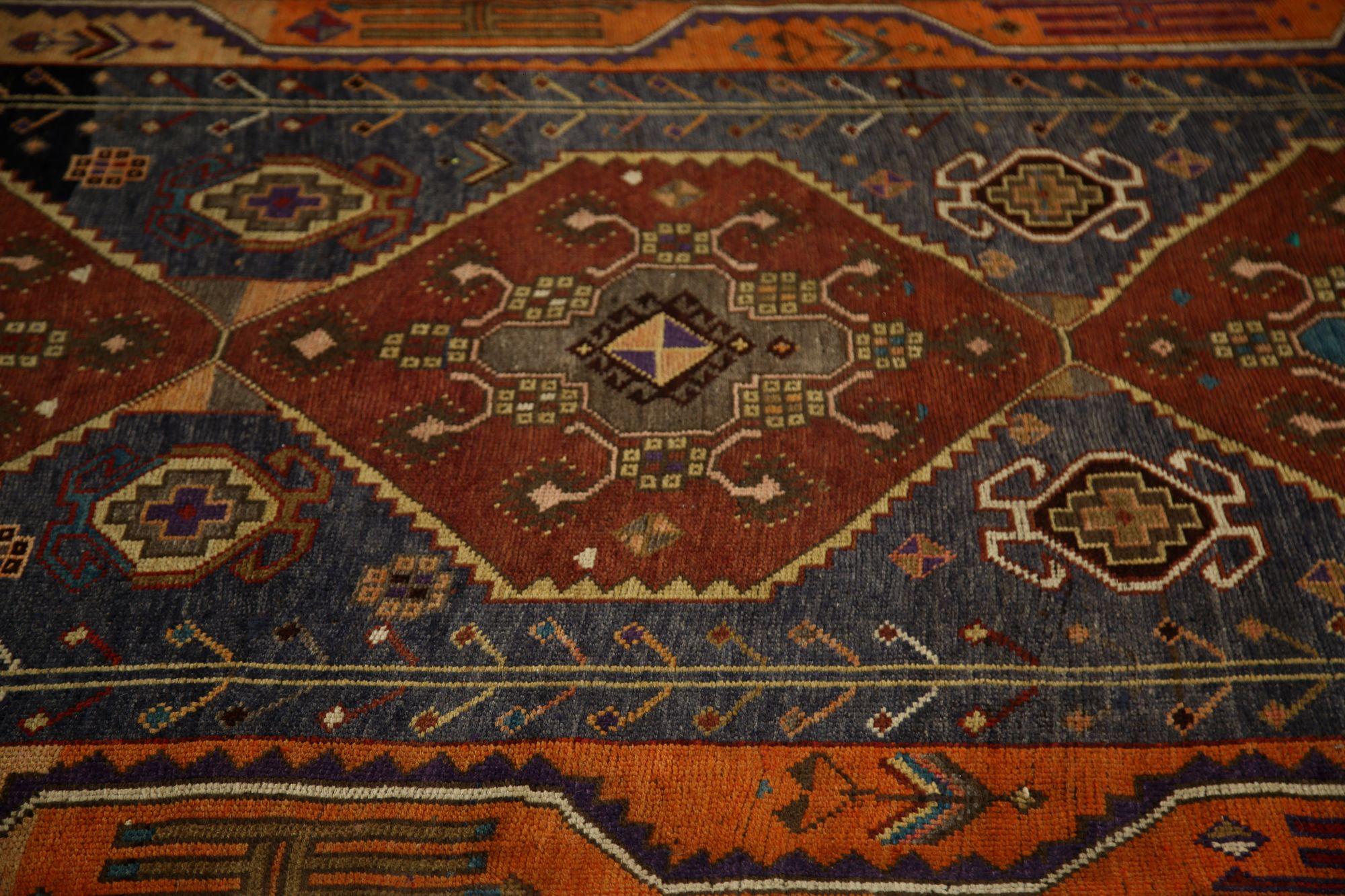 XX secolo Tappeti persiani Azerbaijan - Lana Arancione Rosso Design - 96980 in vendita