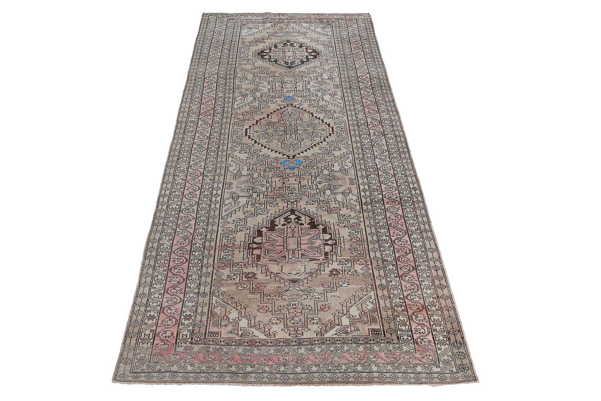 XX secolo Tappeti persiani Azerbaijan - Lana Rosa Taupe Design - 97584 in vendita