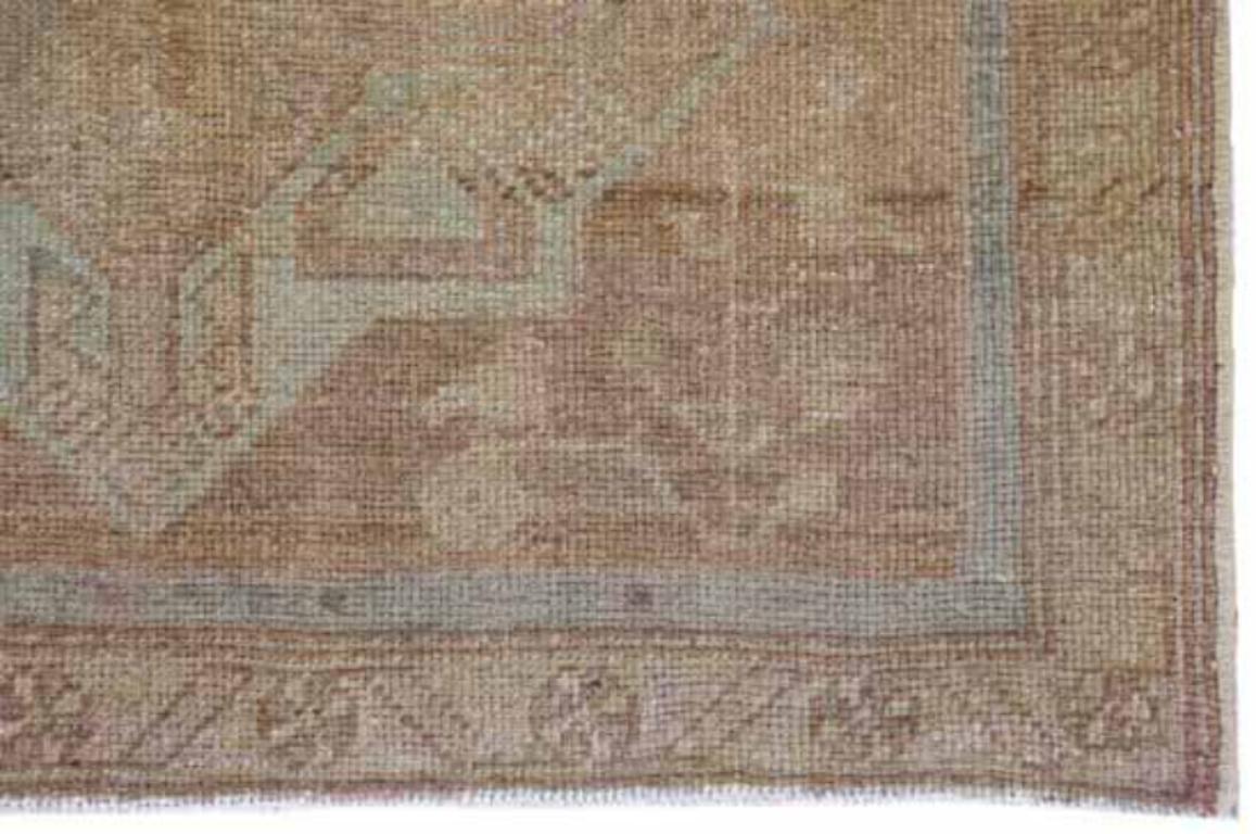Persische Azerbaijan Läufer Teppich - Wolle Blau Braun Rosa Taupe - 91626 im Zustand „Hervorragend“ im Angebot in Dallas, TX