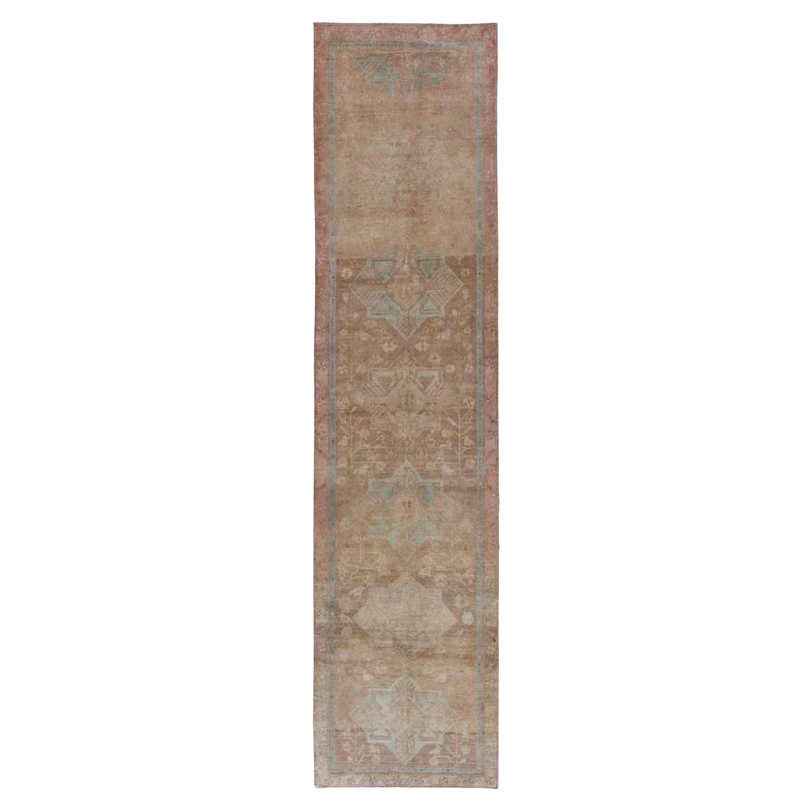 Tappeto Persiano Azerbaijan - Lana Blu Marrone Rosa Taupe - 91626