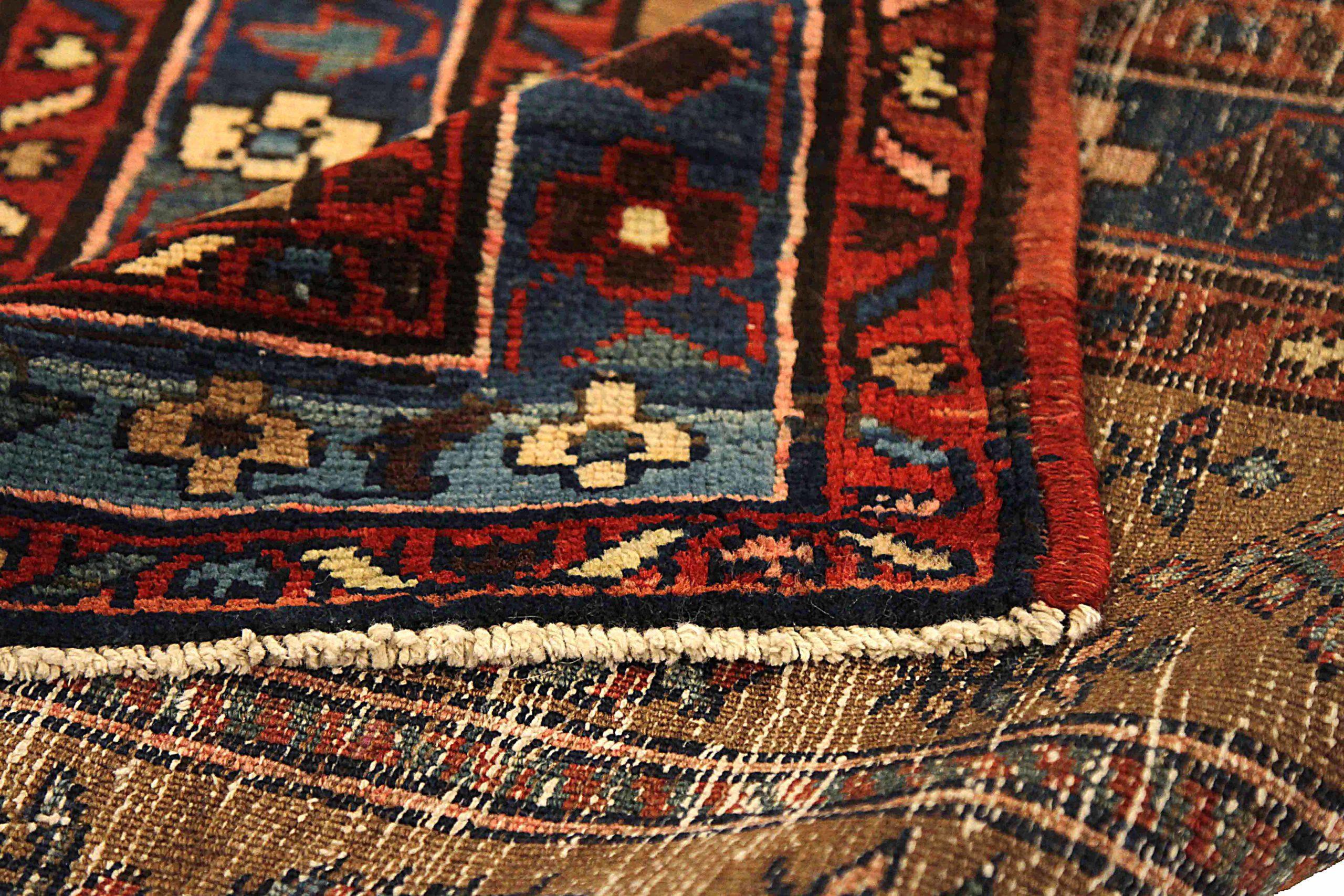 Tapis de couloir persan azerbaïdjan bleu rouge jaune 73622 Excellent état - En vente à Dallas, TX