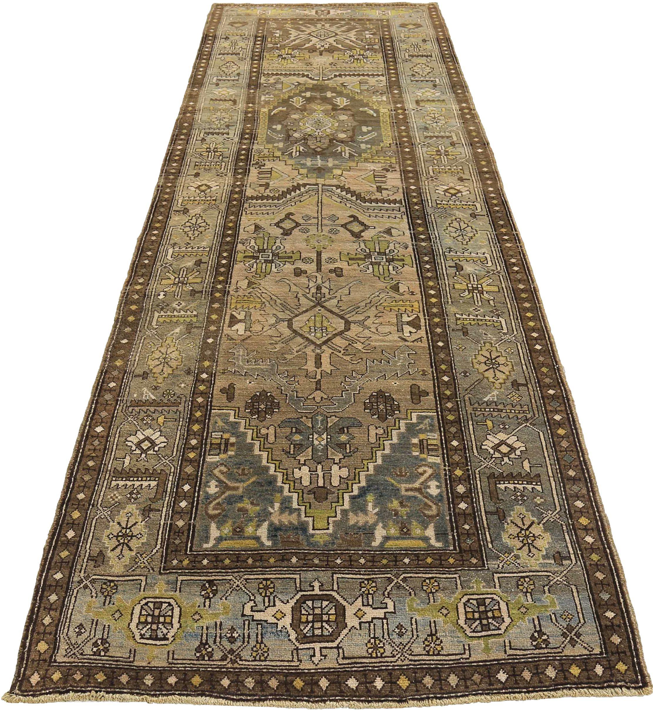 Discover the elegance of Persian Azerbaijan featuring Runner Rug in Circa 1880. Designed with Wool and BrownGreenIvoryTaupe, this exclusive design is perfect for enhancing your space.